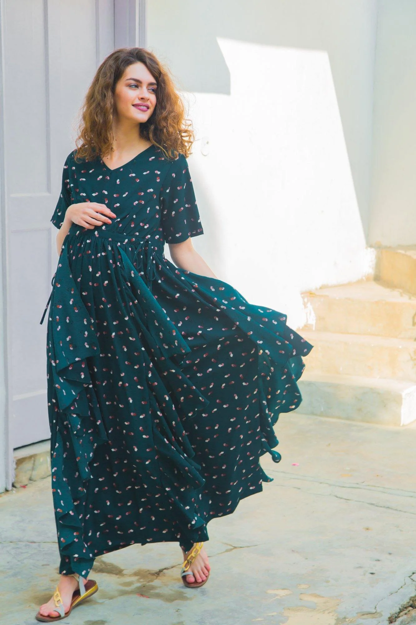 Jade Floral Luxe Maternity Flow Dress - Chenance