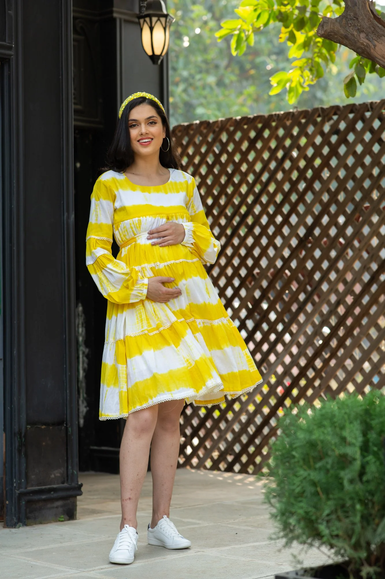 Premium Sunshine Mulmul Maternity & Nursing Frill Dress - Chenance