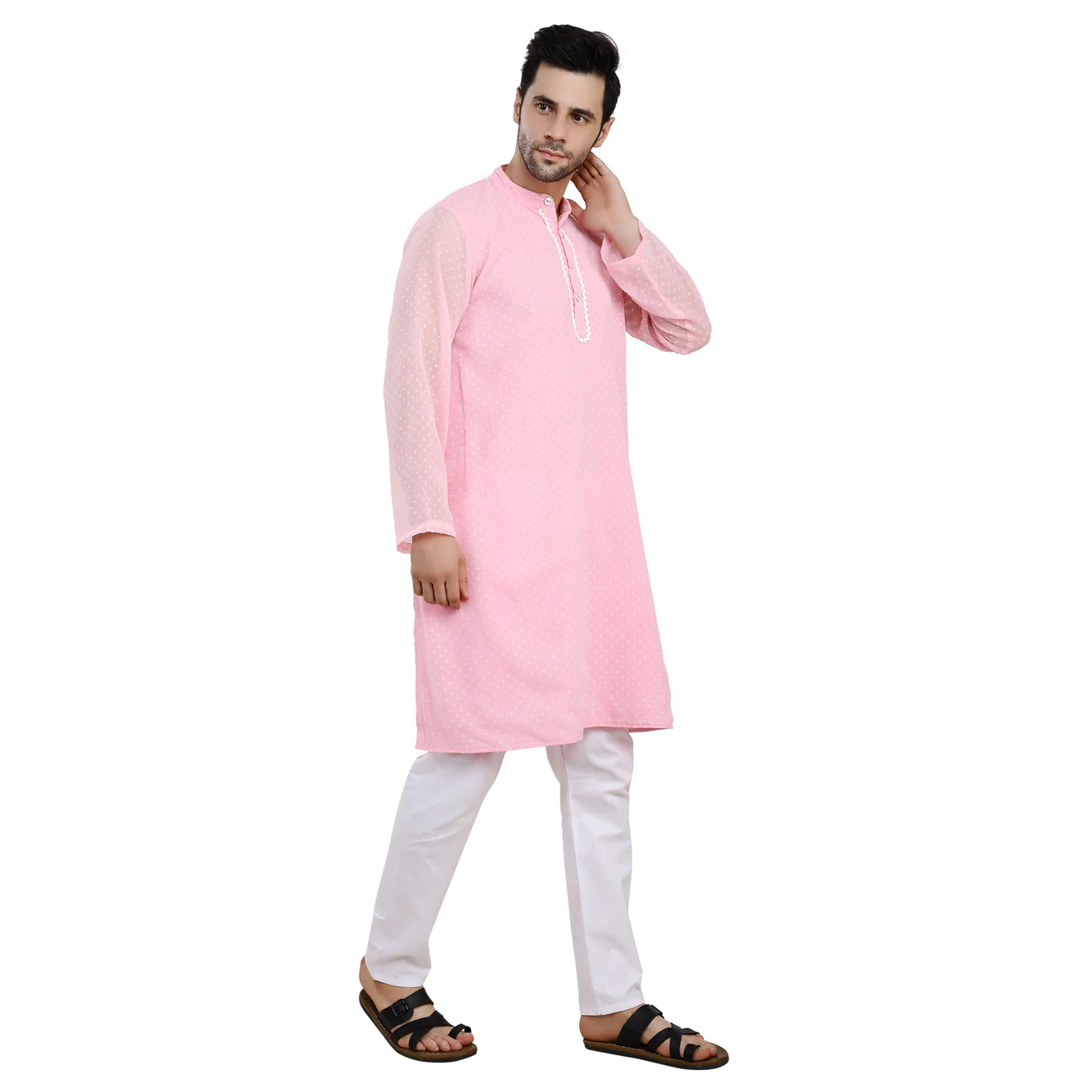 Men Classic Lavish Pink Kurta - Chenance