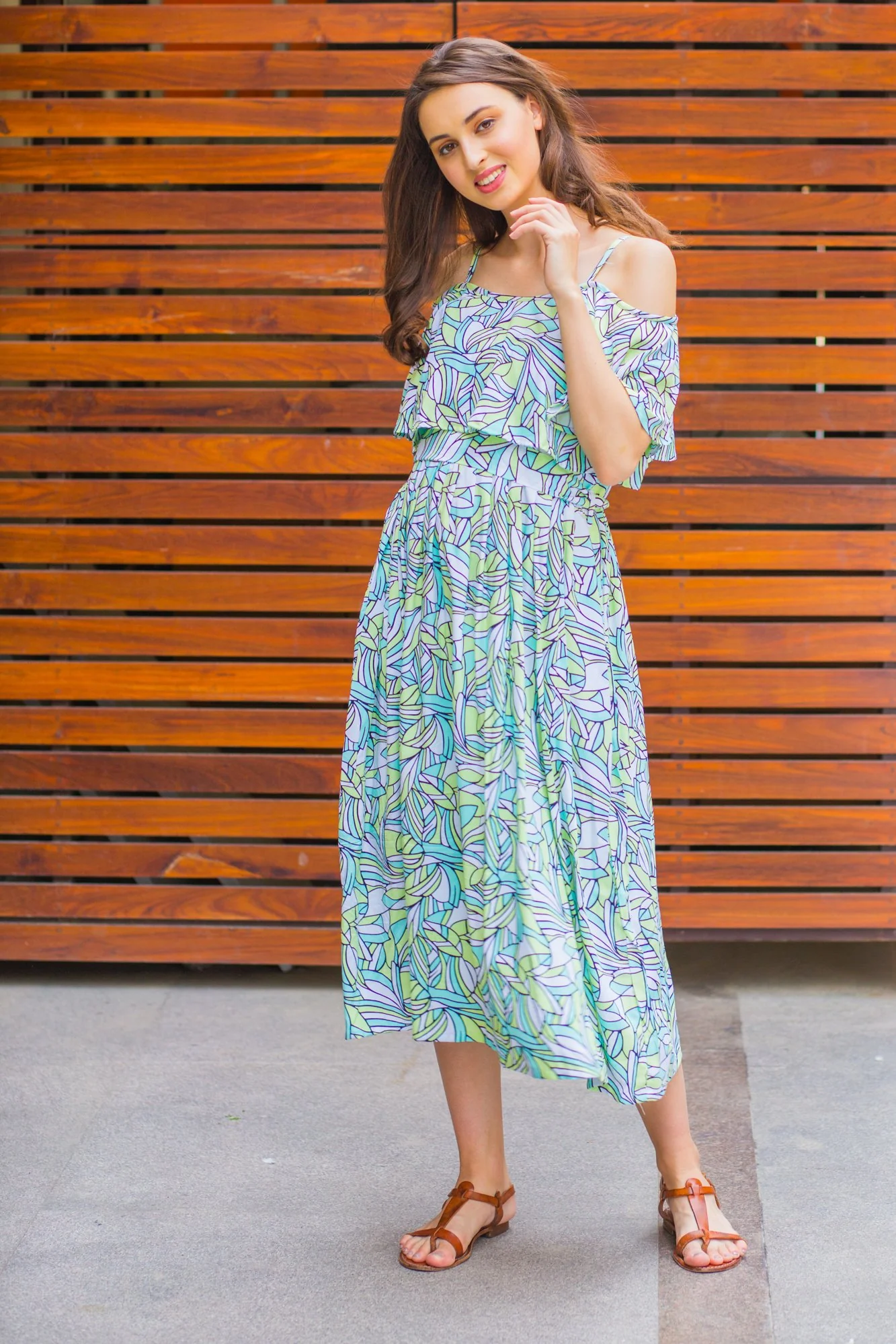 Fresh Leafy Cold Shoulder Maternity & Nursing Maxi - Chenance