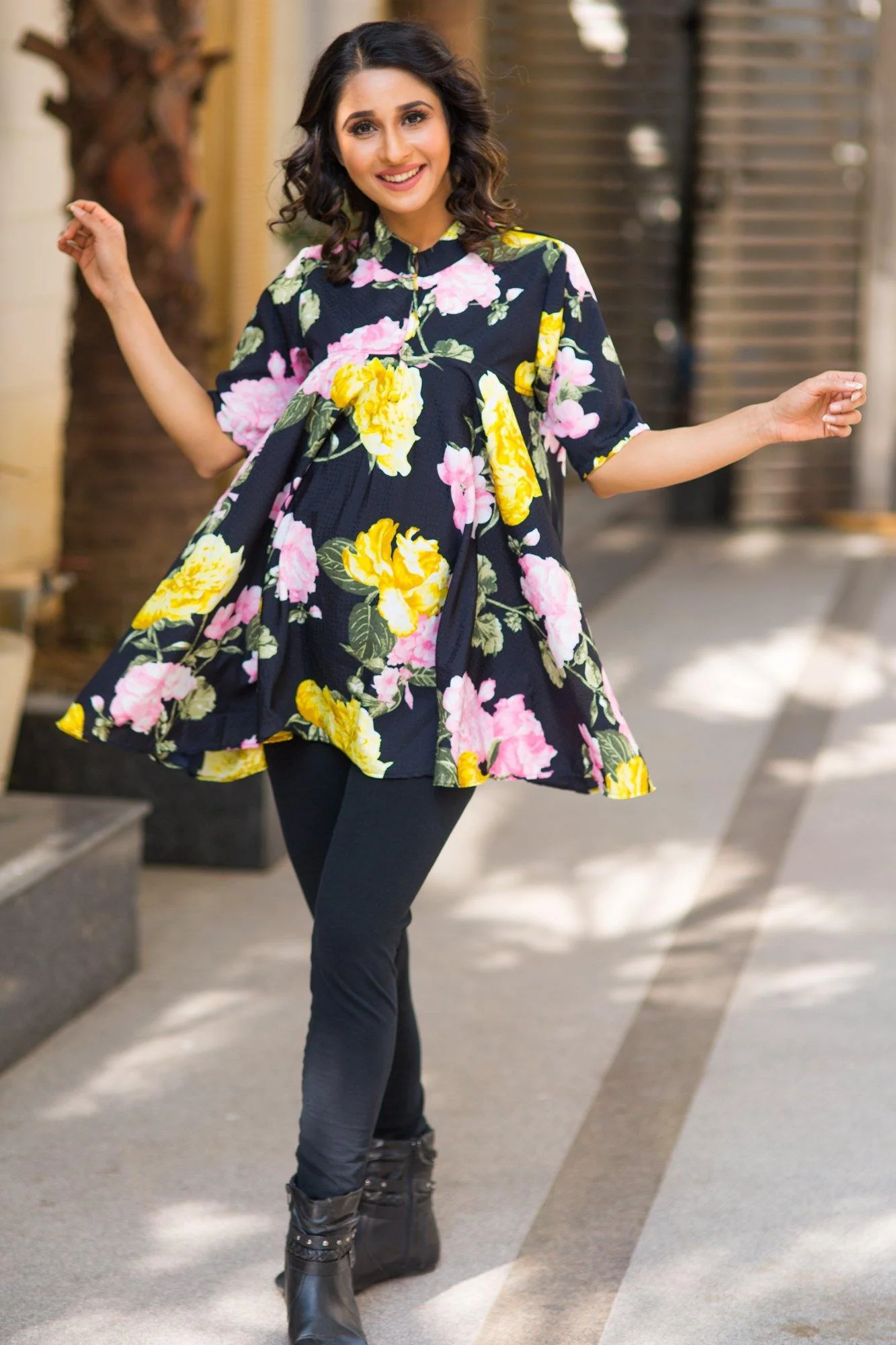 Ebony Floral Flair Nursing Top - Chenance