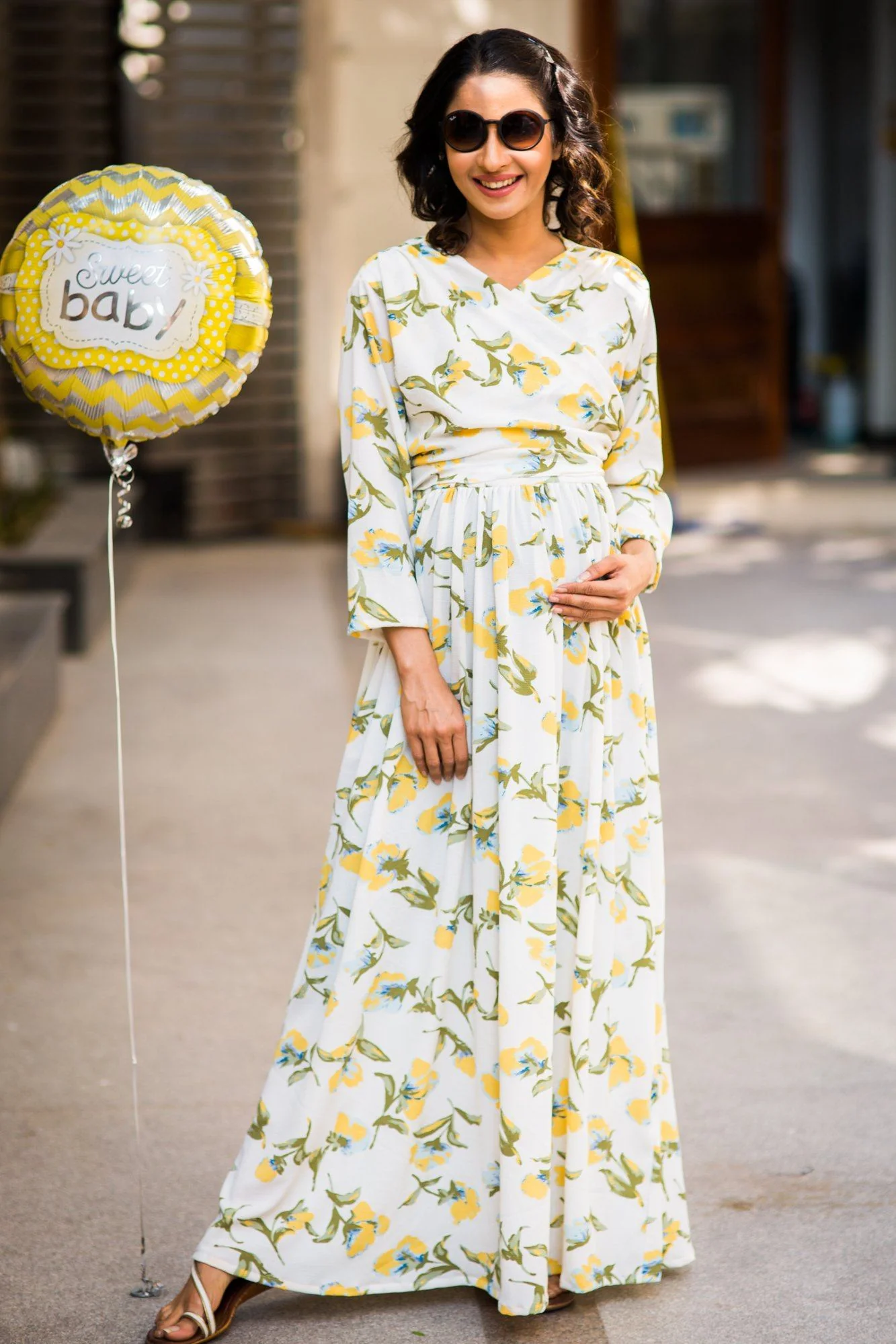 Pearly White Orchid Maternity & Nursing Wrap Dress - Chenance