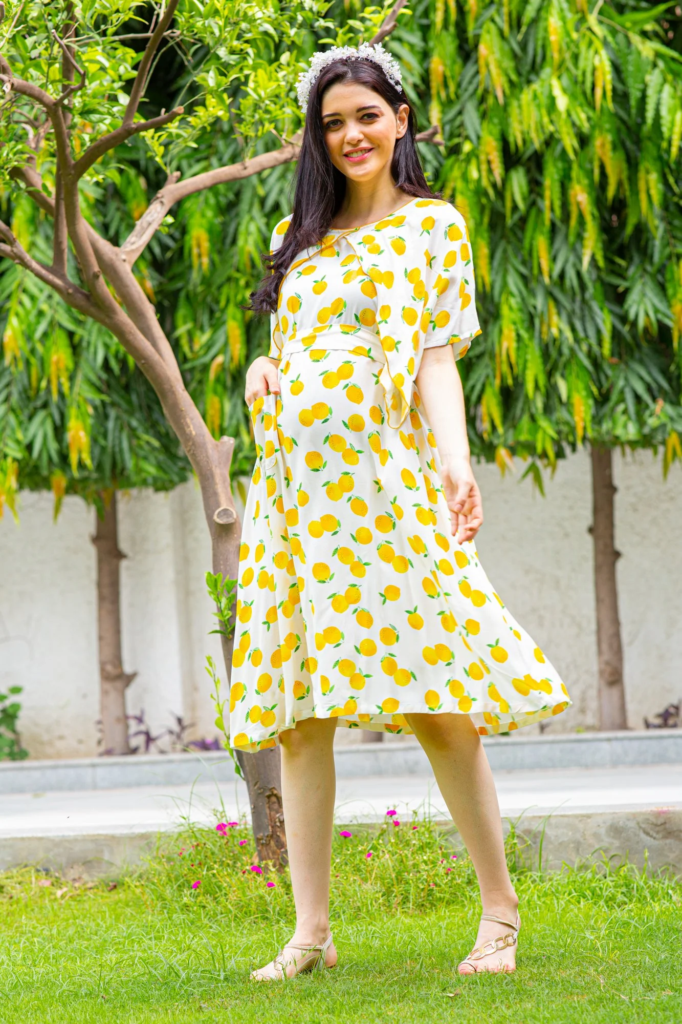 Honey Lemon Maternity & Nursing Flap Dress - Chenance