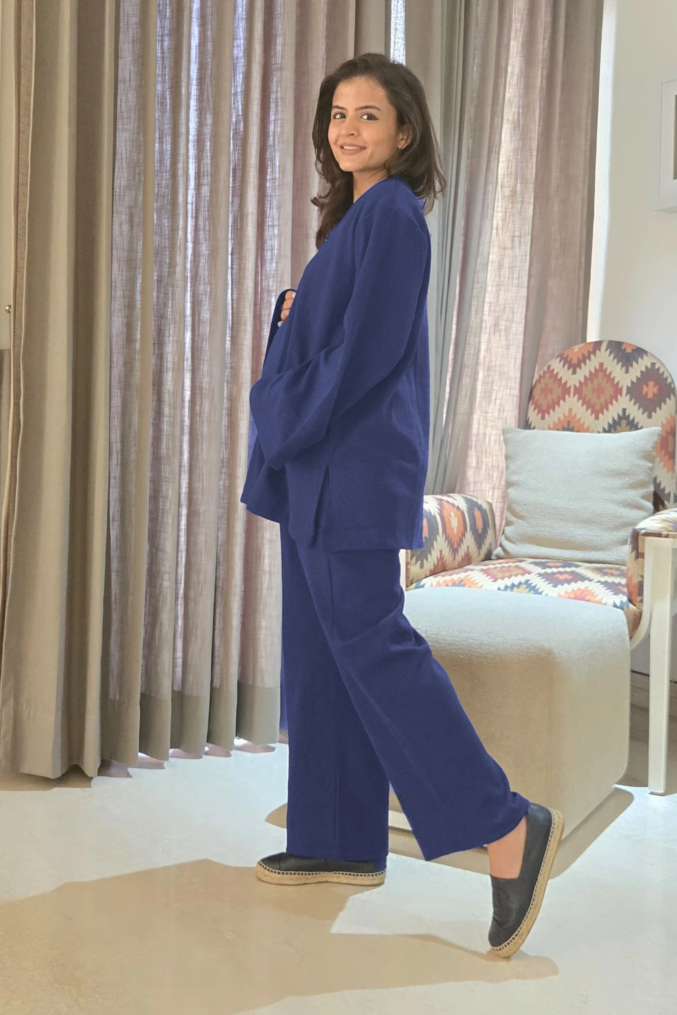 Ribbed Blue Maternity Stretchable Coord Set (2 pc) - Chenance