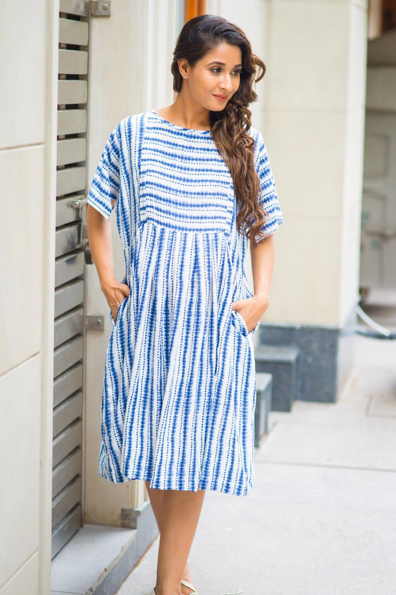 Breezy Blue Stripe Maternity and Nursing Tunic - Chenance