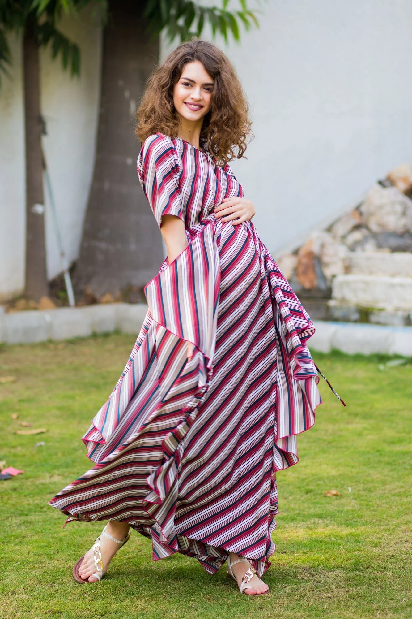 Auburn Striped Luxe Maternity Dress - Chenance
