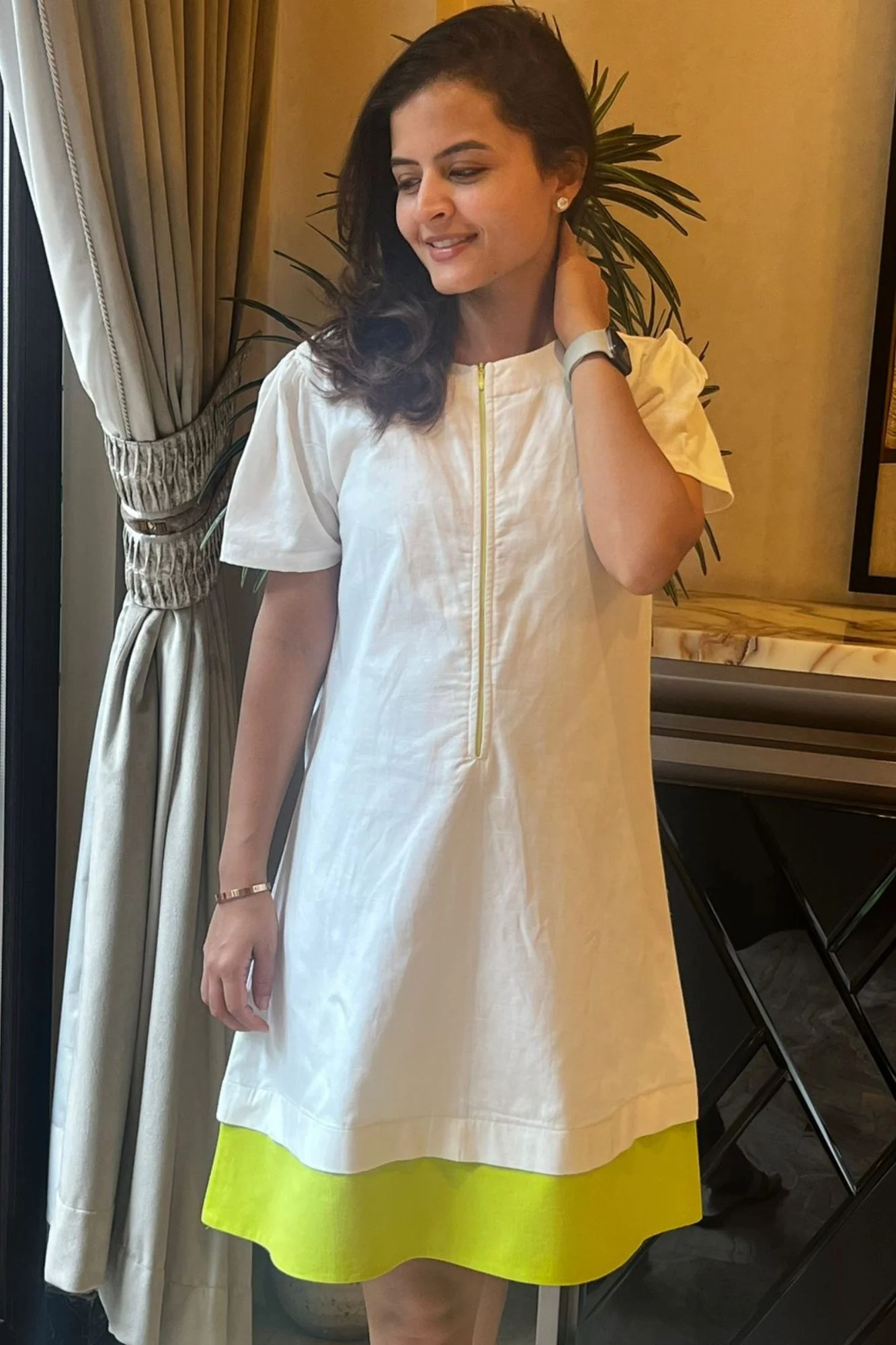 Easy Breezy White Maternity & Nursing Linen Dress - Chenance