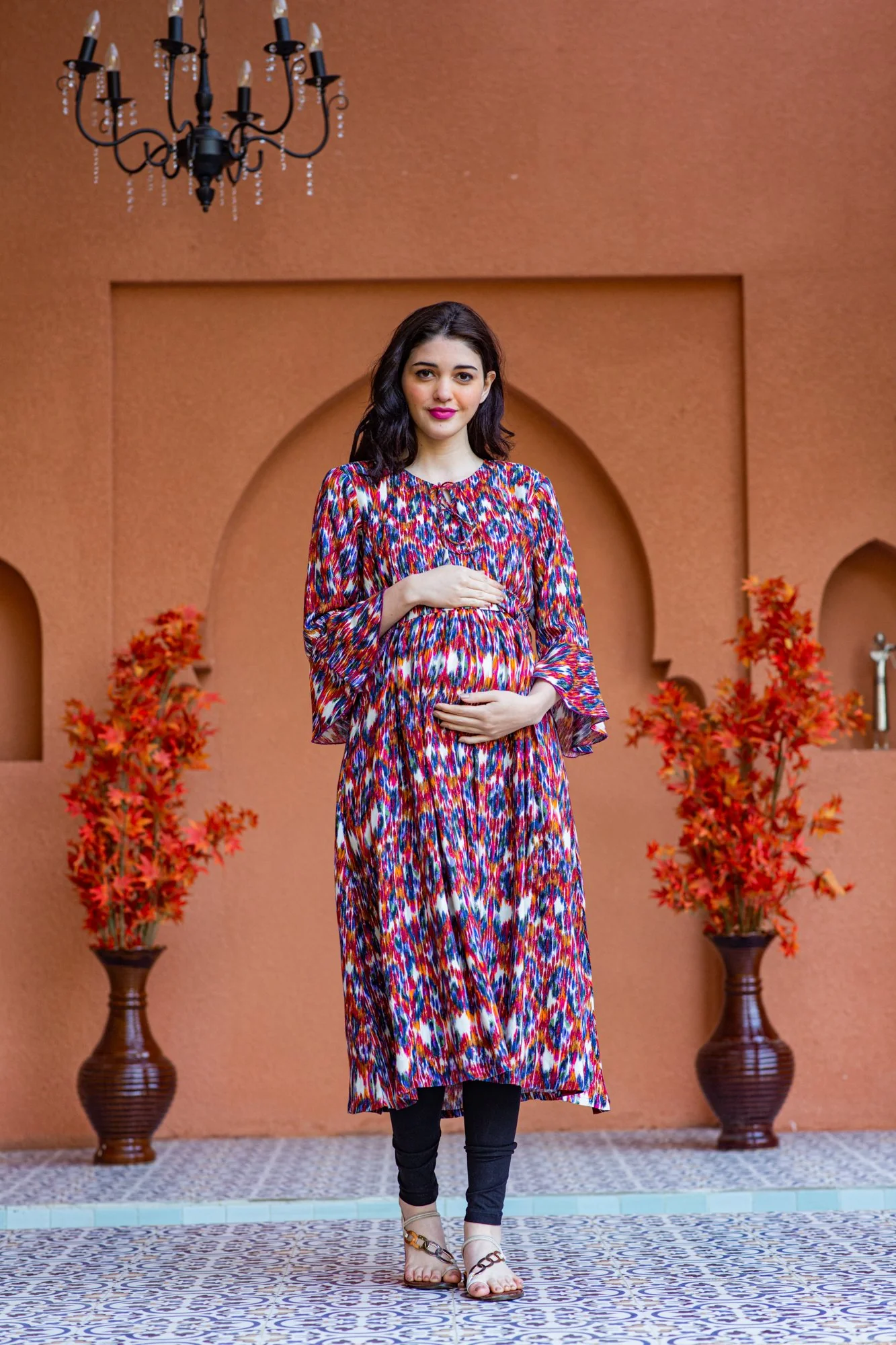 Ikat Mesh Maternity & Nursing Dress - Chenance