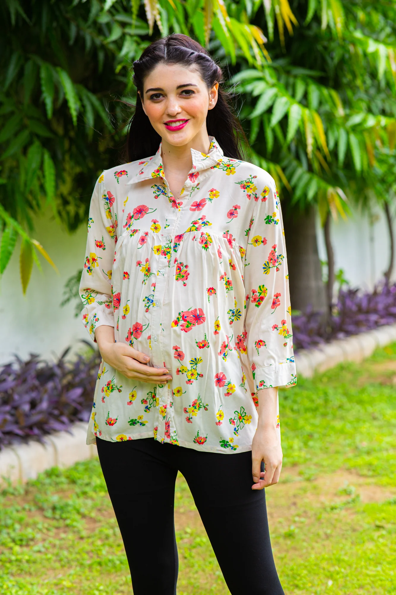 Blooming Gathered Maternity & Nursing Top - Chenance