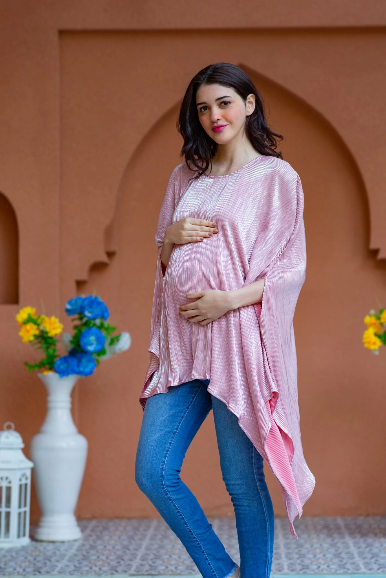 Merlot Shimmer Maternity Poncho Top - Chenance