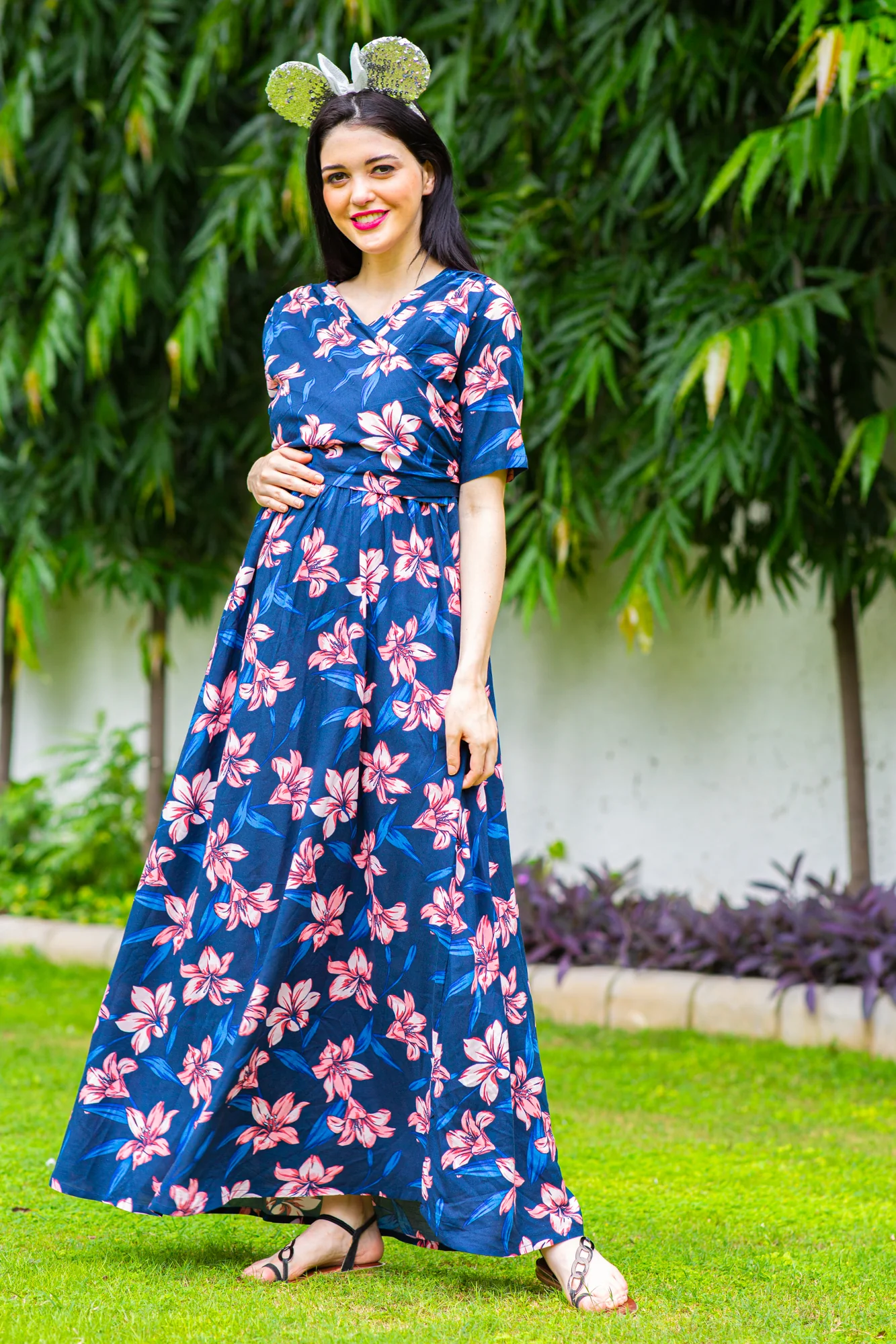 Dreamy Blue Maternity & Nursing Wrap Dress - Chenance
