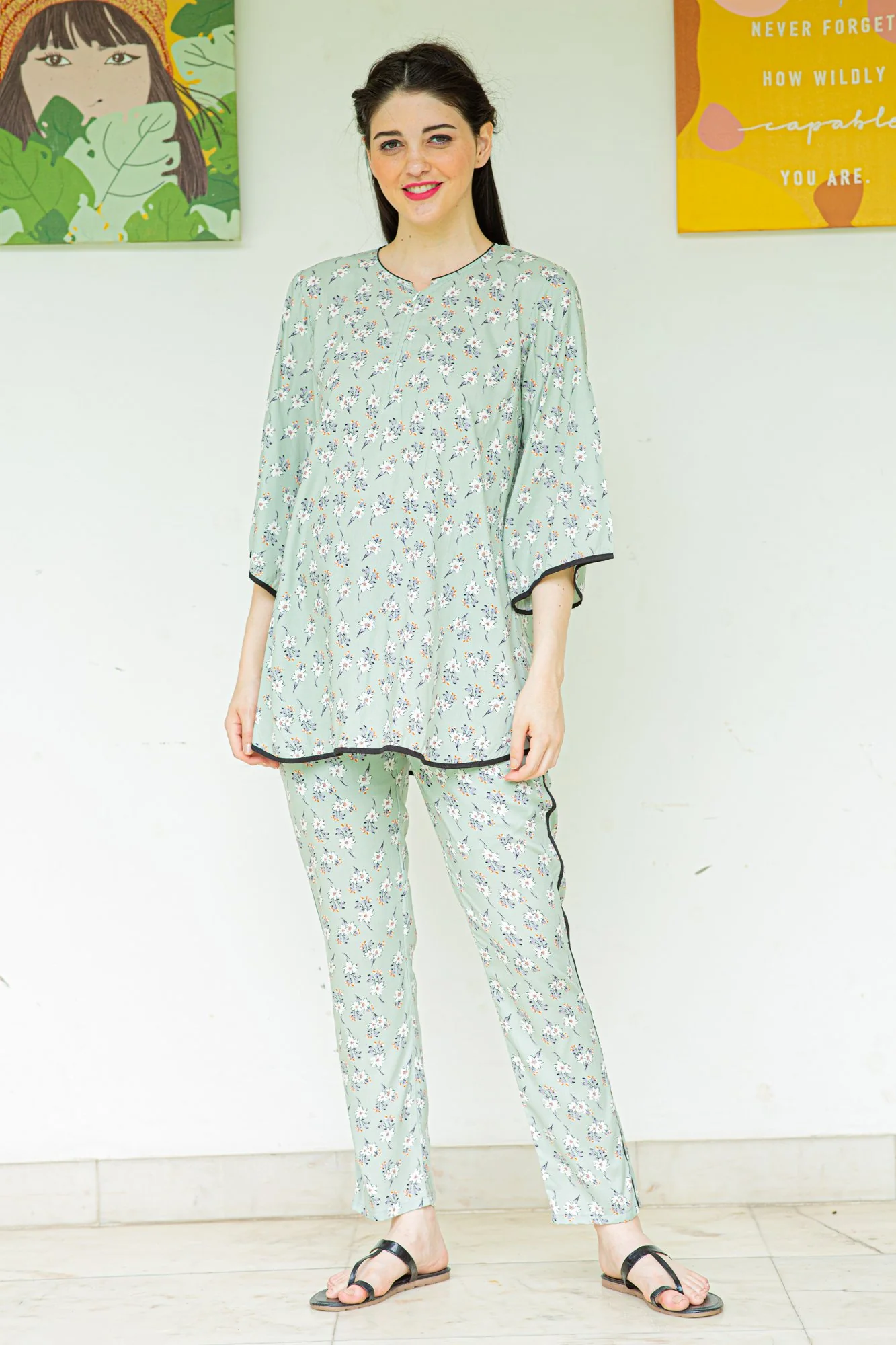 Root Floral Maternity & Nursing Night Suit Set - Chenance