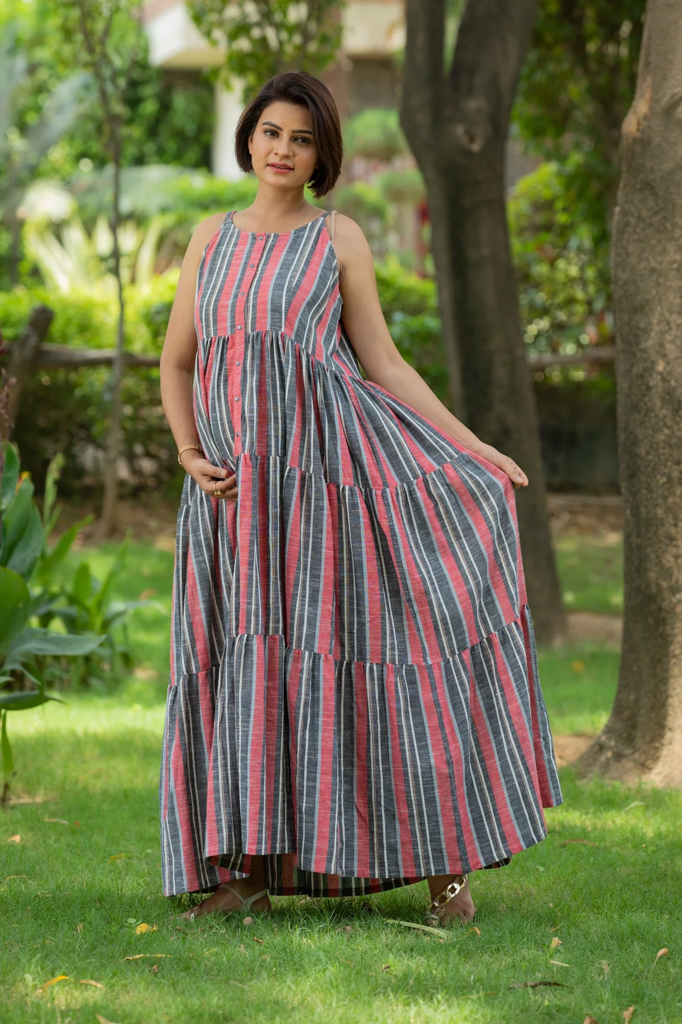 Boho Striped Maternity & Nursing Layer Dress - Chenance