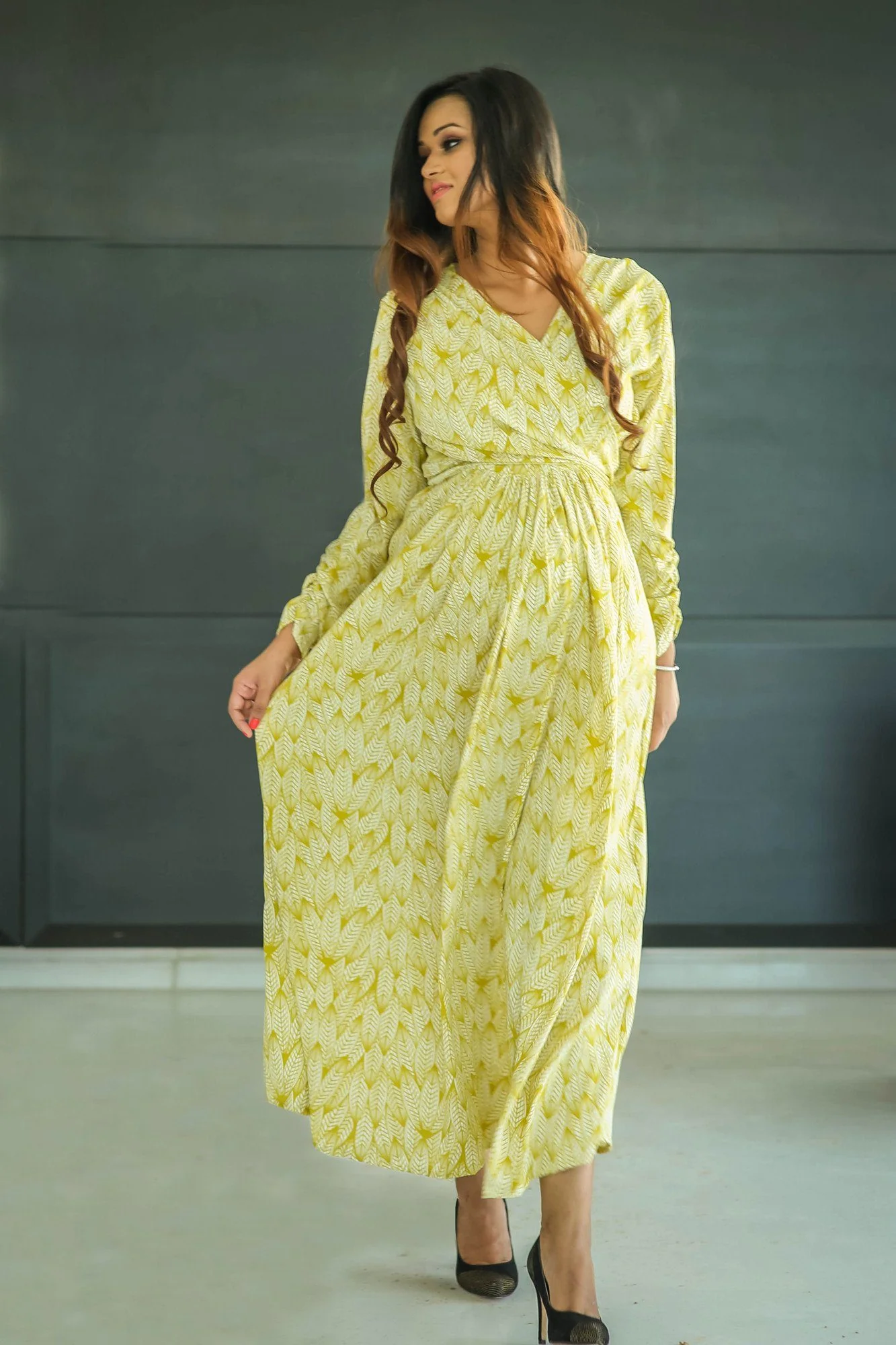 Lemon Print Maternity & Nursing Dress - Chenance