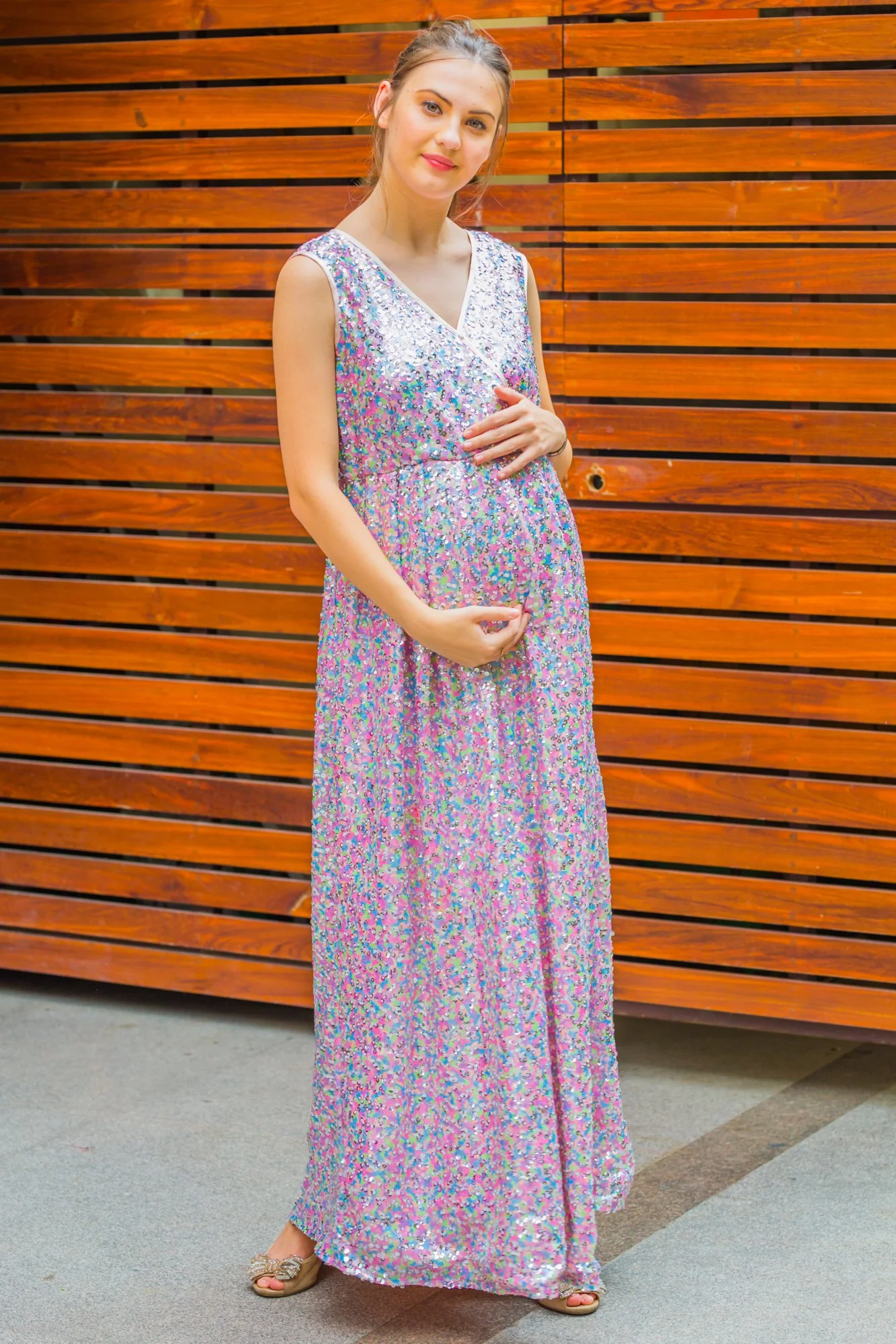 Lilac Sequence Maternity & Nursing Dress - Chenance