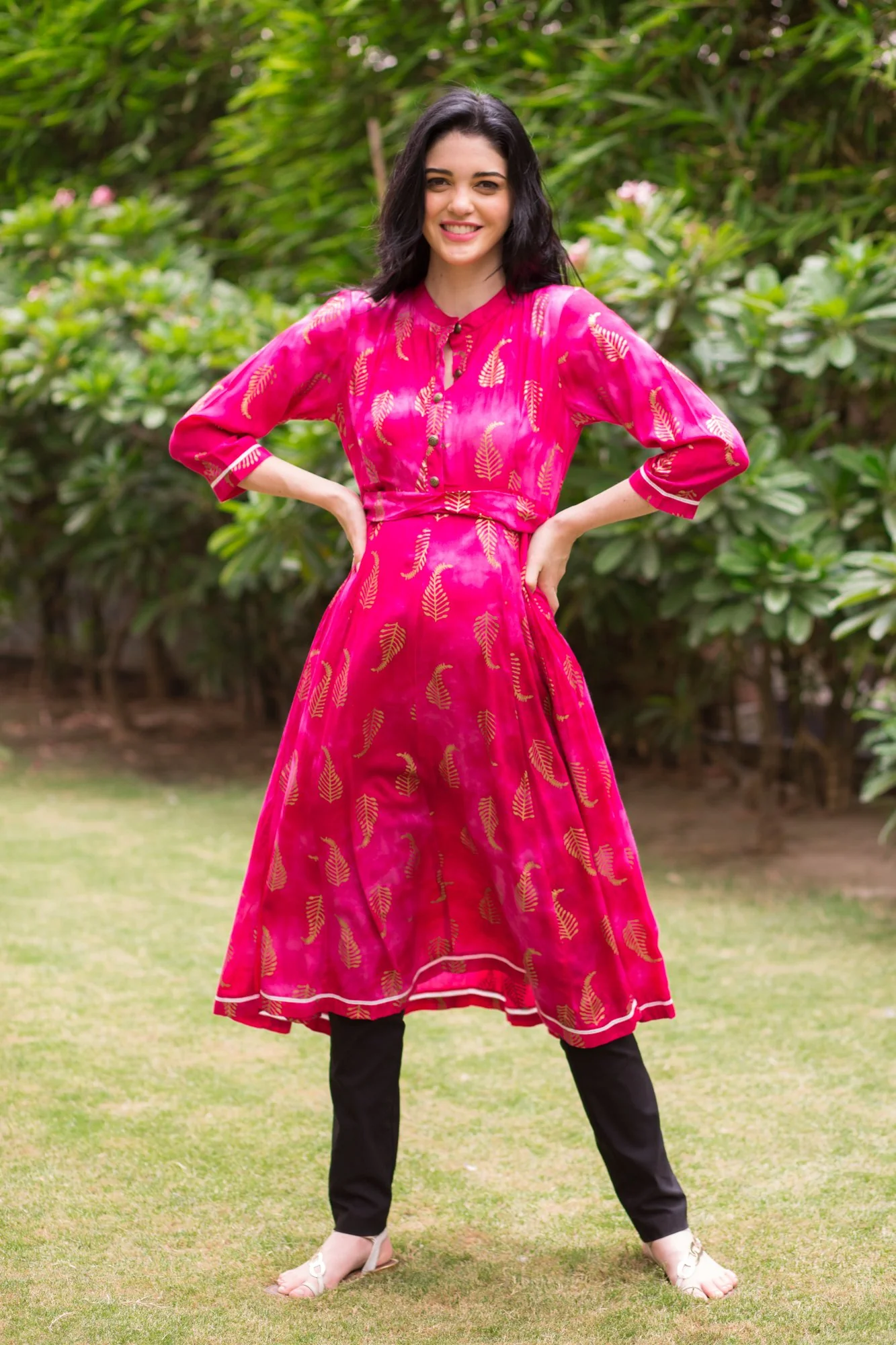 Pink Gold Maternity & Nursing Kurta - Chenance