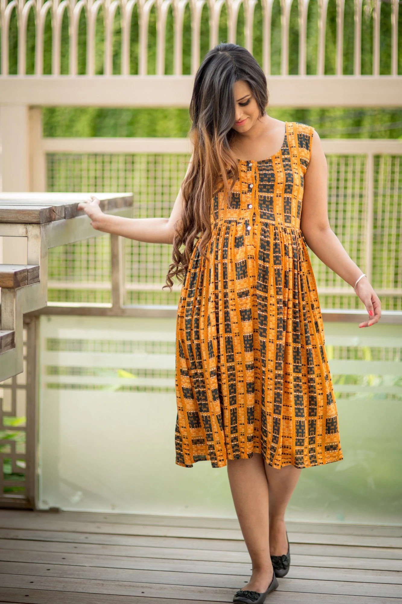 Yellow Woven Nursing Dress - Chenance