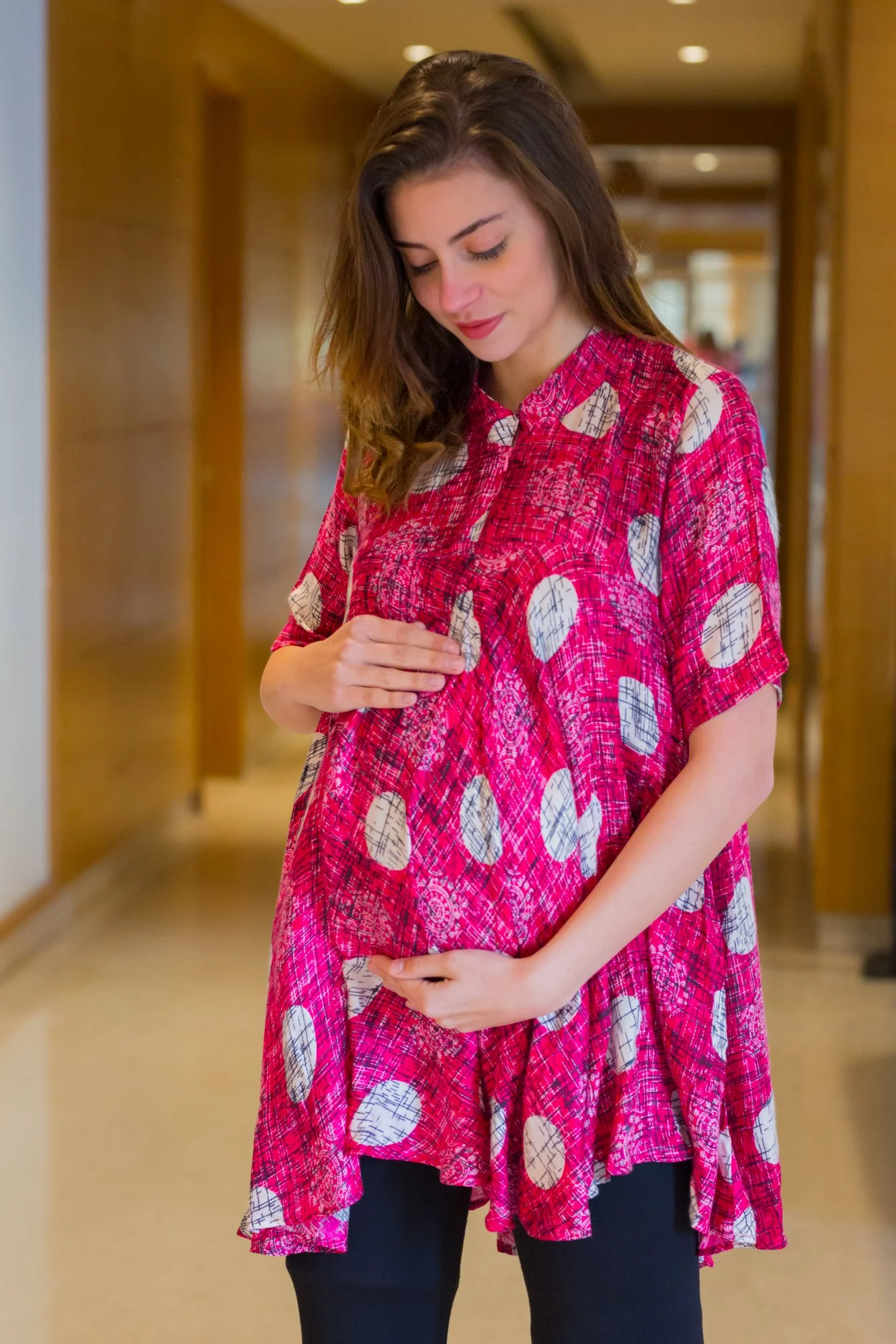 Ruby Geo Flowing Maternity & Nursing Top - Chenance