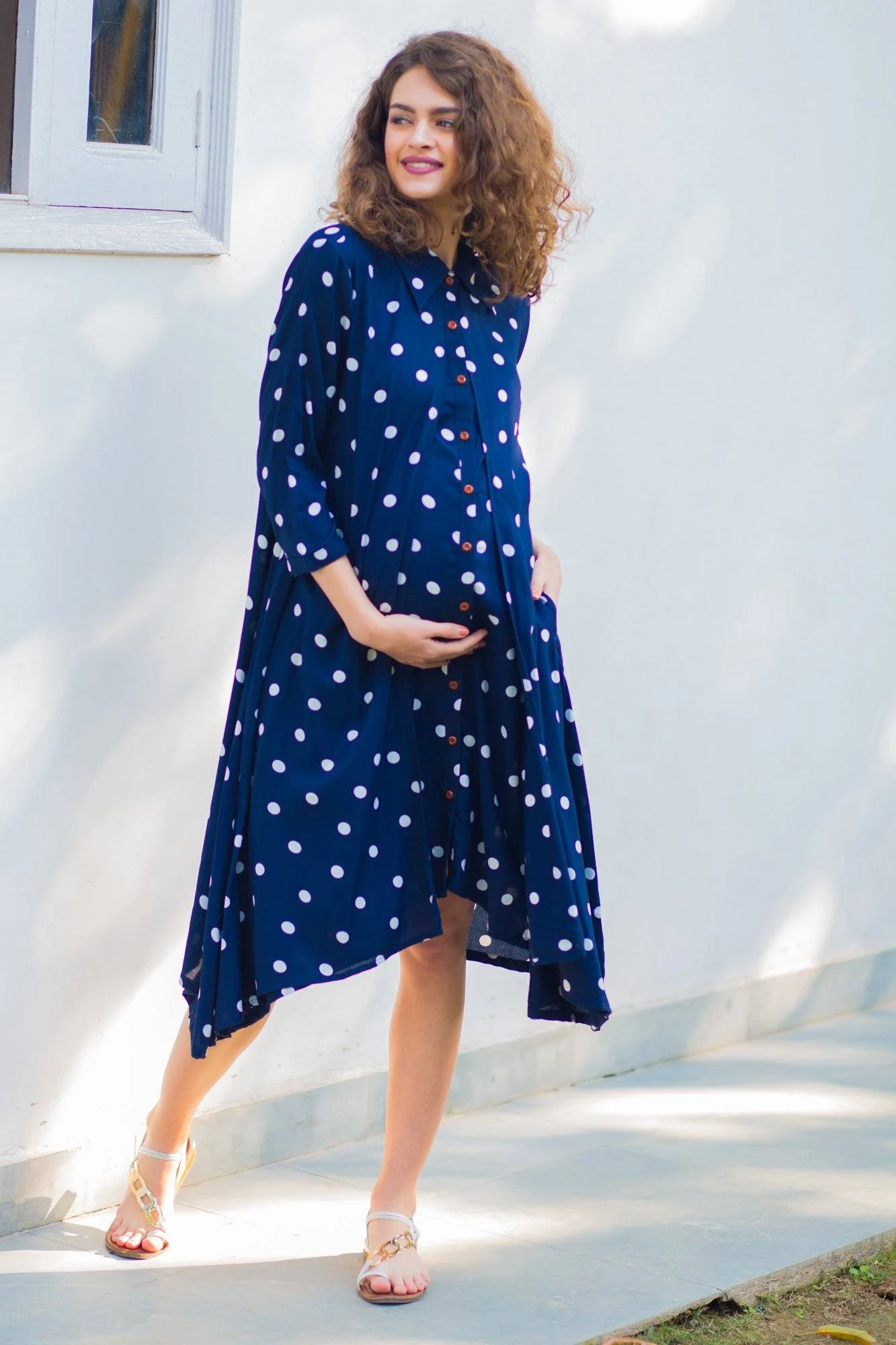 Persian Polka Maternity & Nursing Dress - Chenance