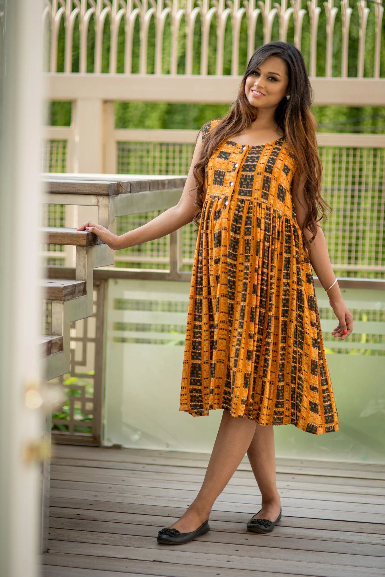Yellow Woven Nursing Dress - Chenance