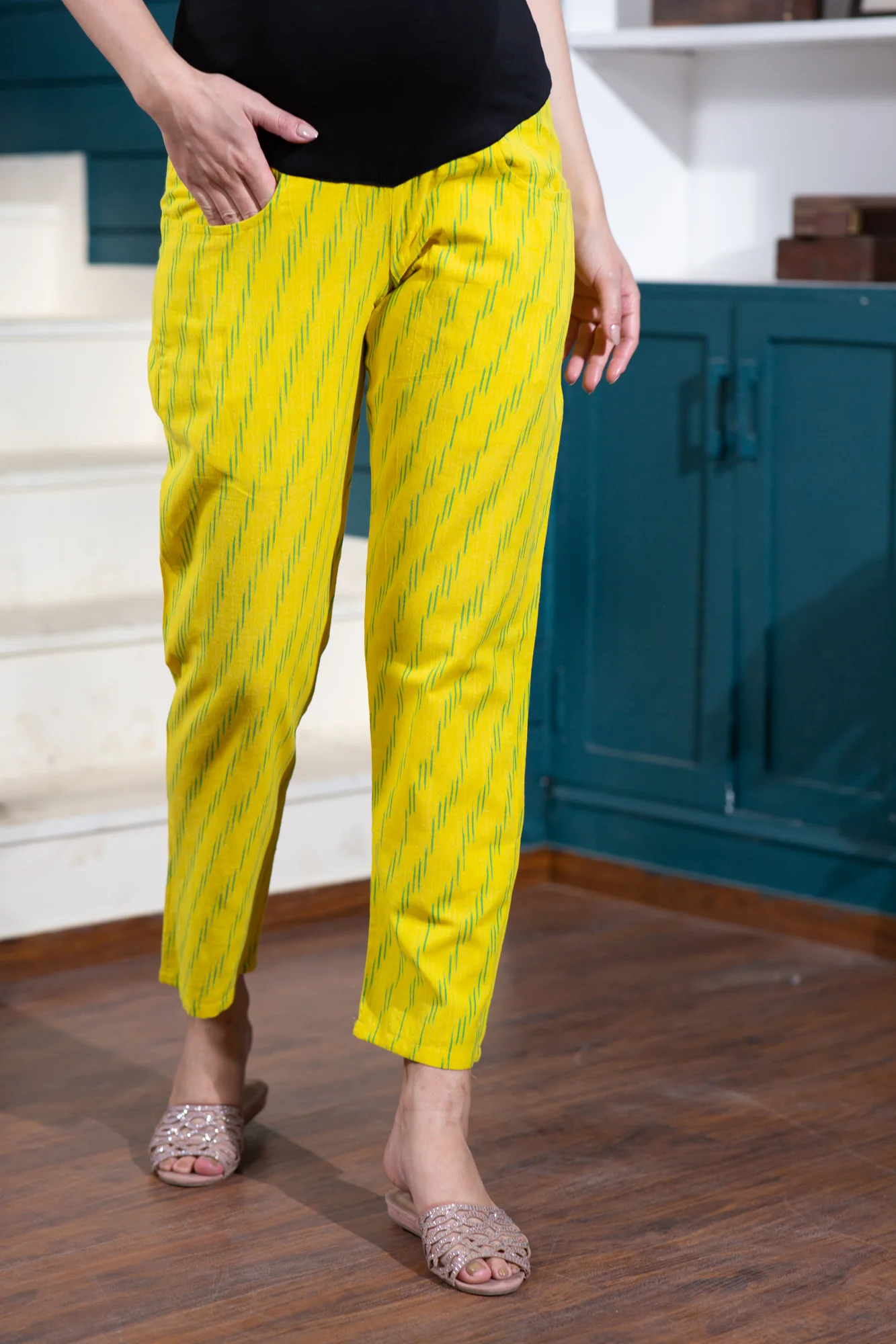 Classic Lemon Maternity & Nursing Lounge Coord Set (100% Cotton) (2 pc) - Chenance