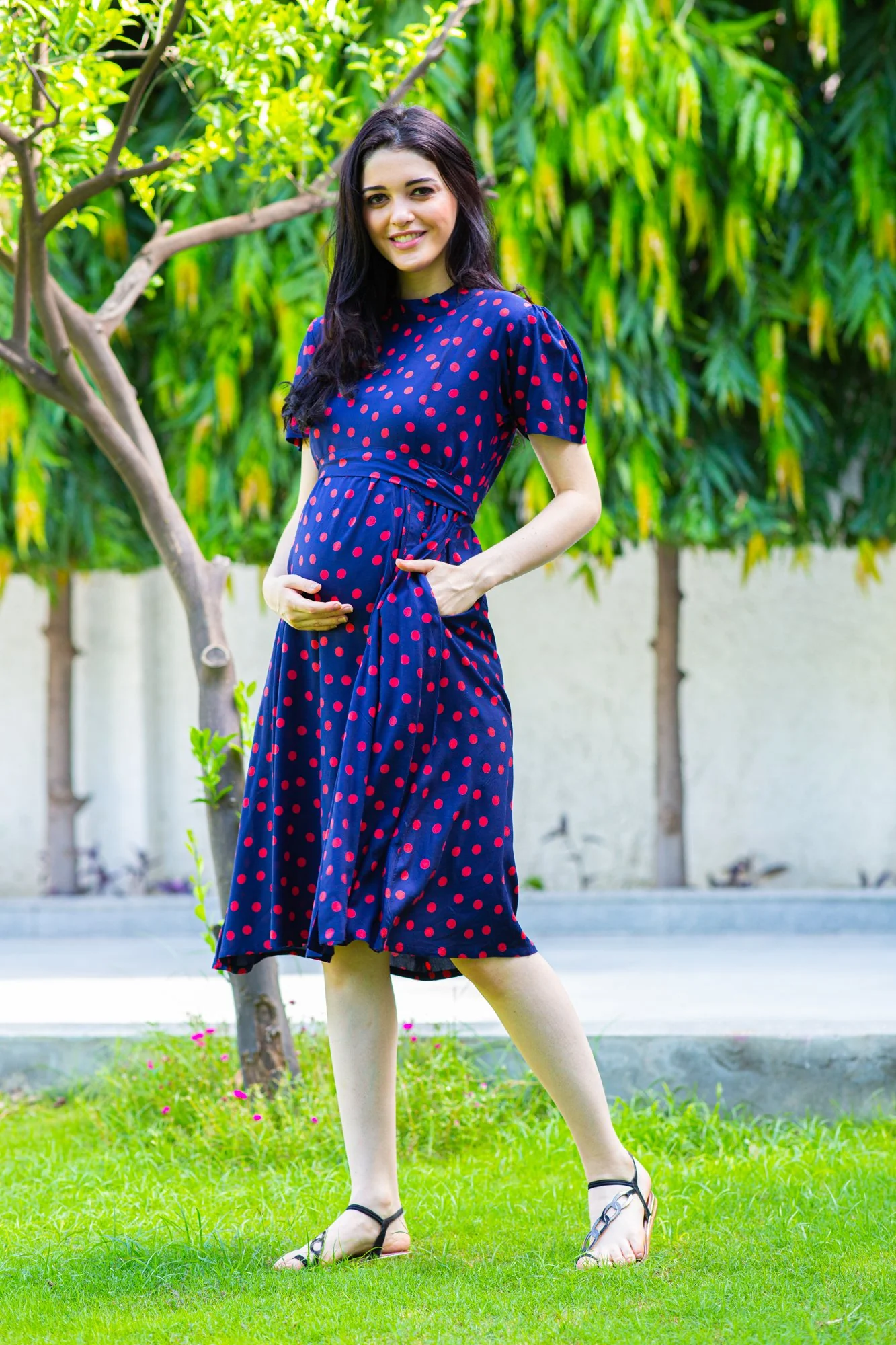 Polka Flair Maternity Dress - Chenance
