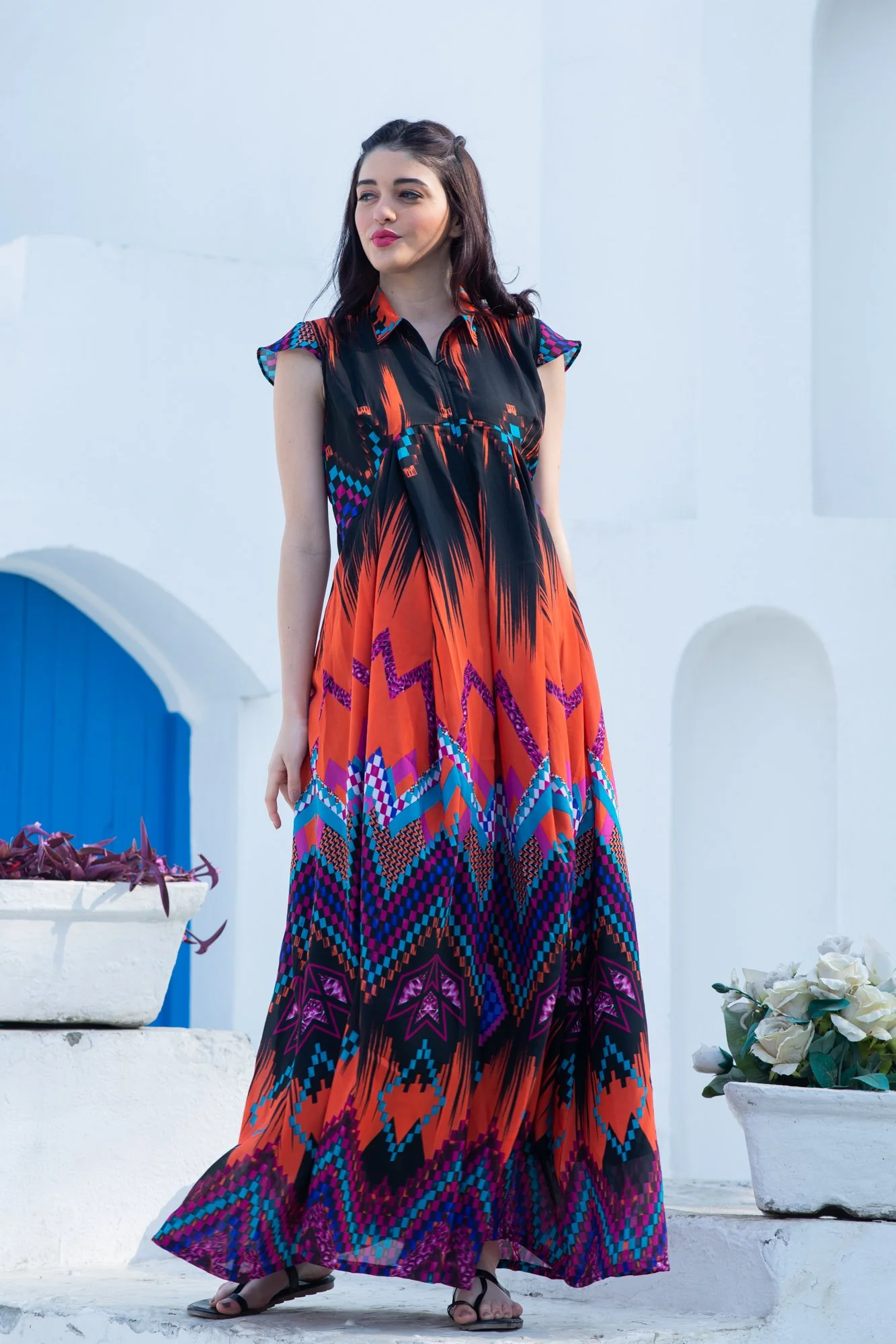 Dancing Colors Maternity & Nursing Kaftan Dress - Chenance