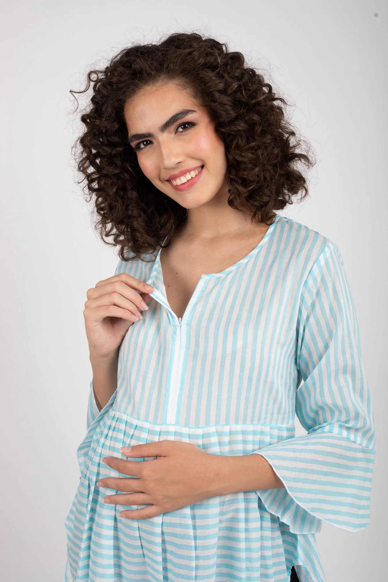 Cruise Striped Maternity & Nursing Top (100% Cotton) - Chenance