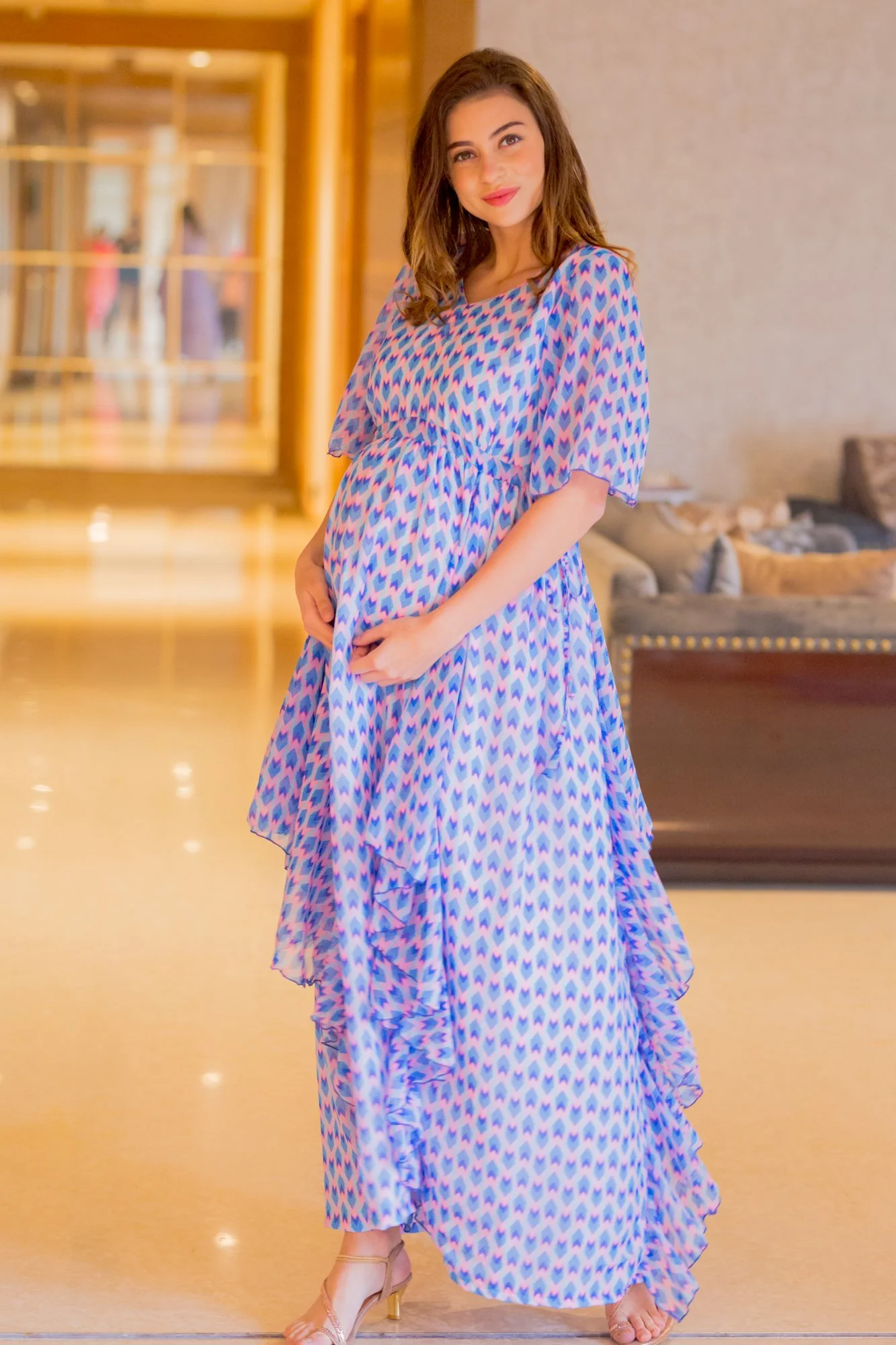 Pastel Blue Pink Luxe Maternity Dress - Chenance