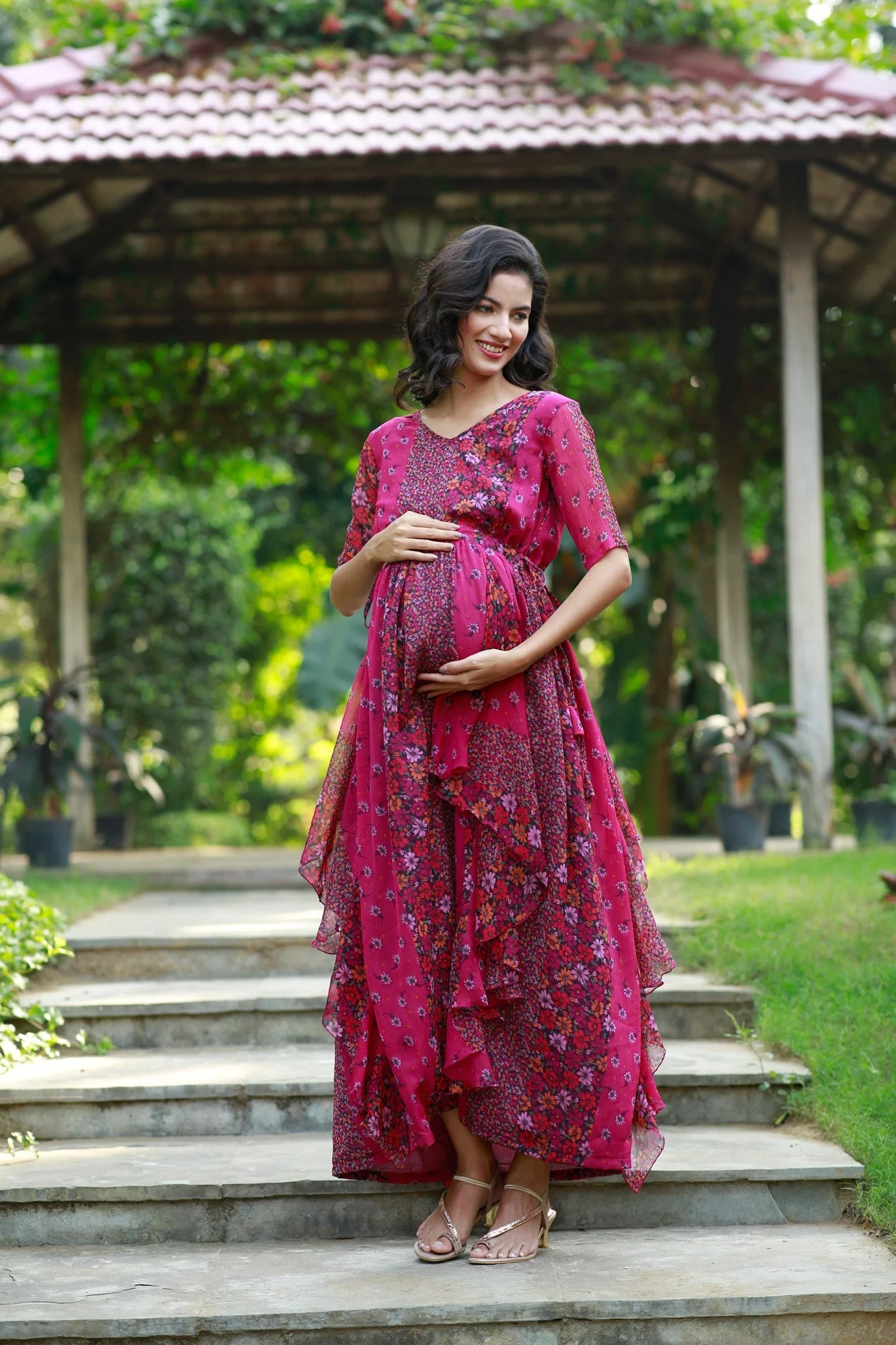 Blooming Fuchsia Pink Maternity Flow Dress - Chenance