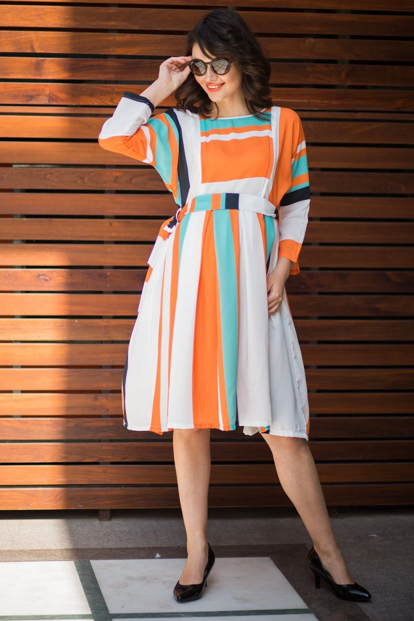 Mint Citrus Stripe Maternity & Nursing Maxi - Chenance