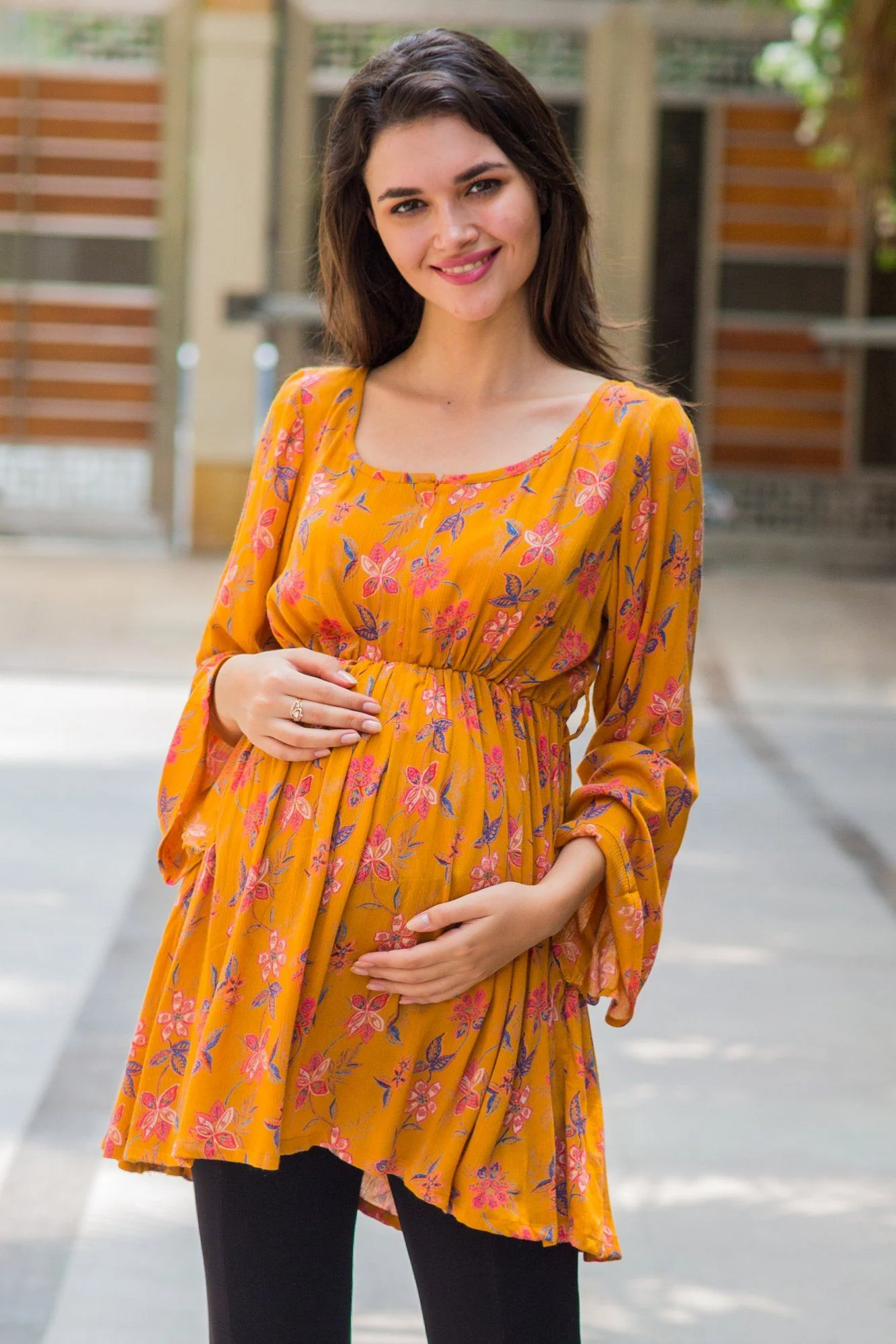 Honey Yellow Blossom Maternity & Nursing Top - Chenance