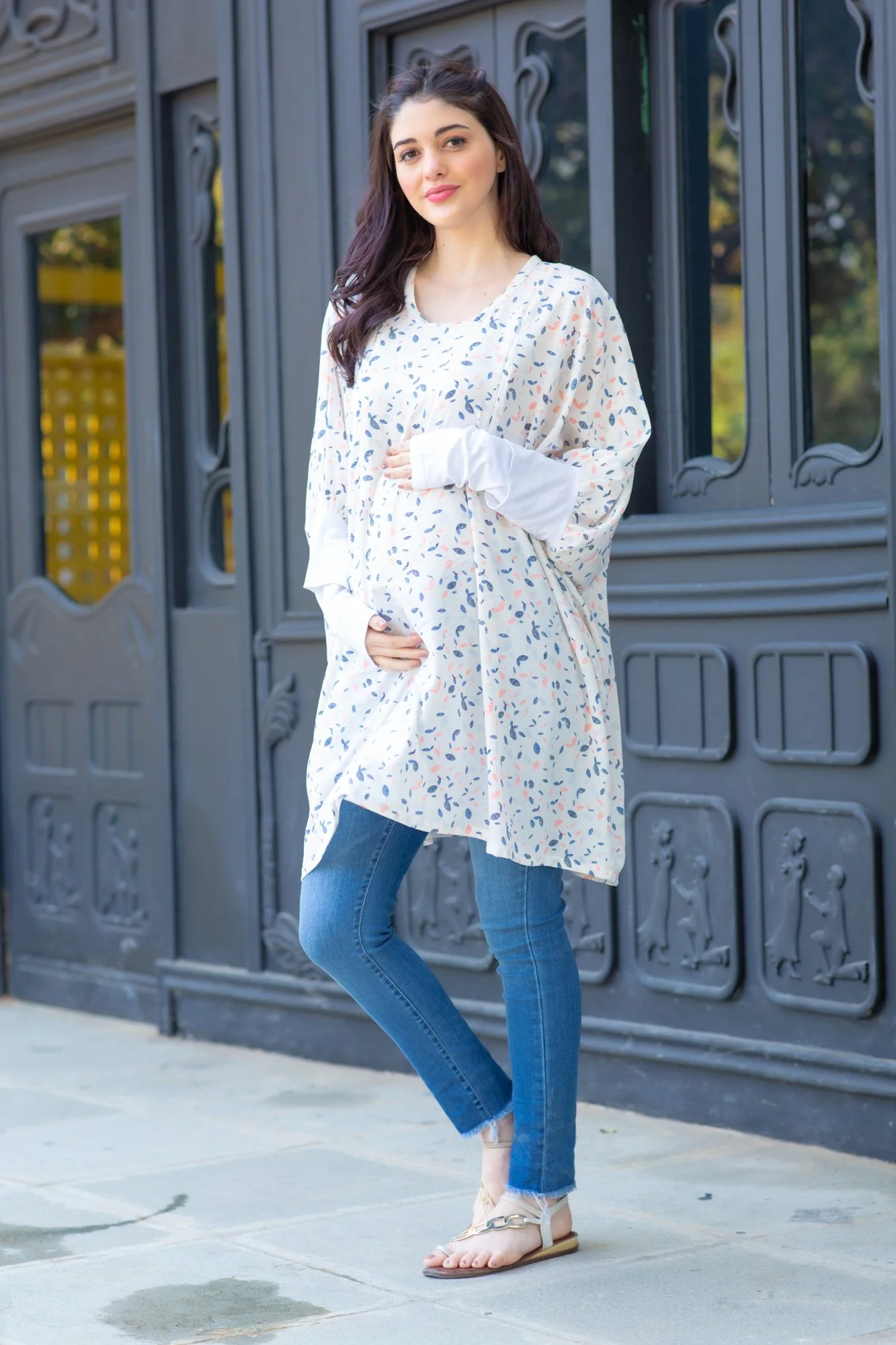 Umbrella Crepe Maternity Kaftan Top - Chenance