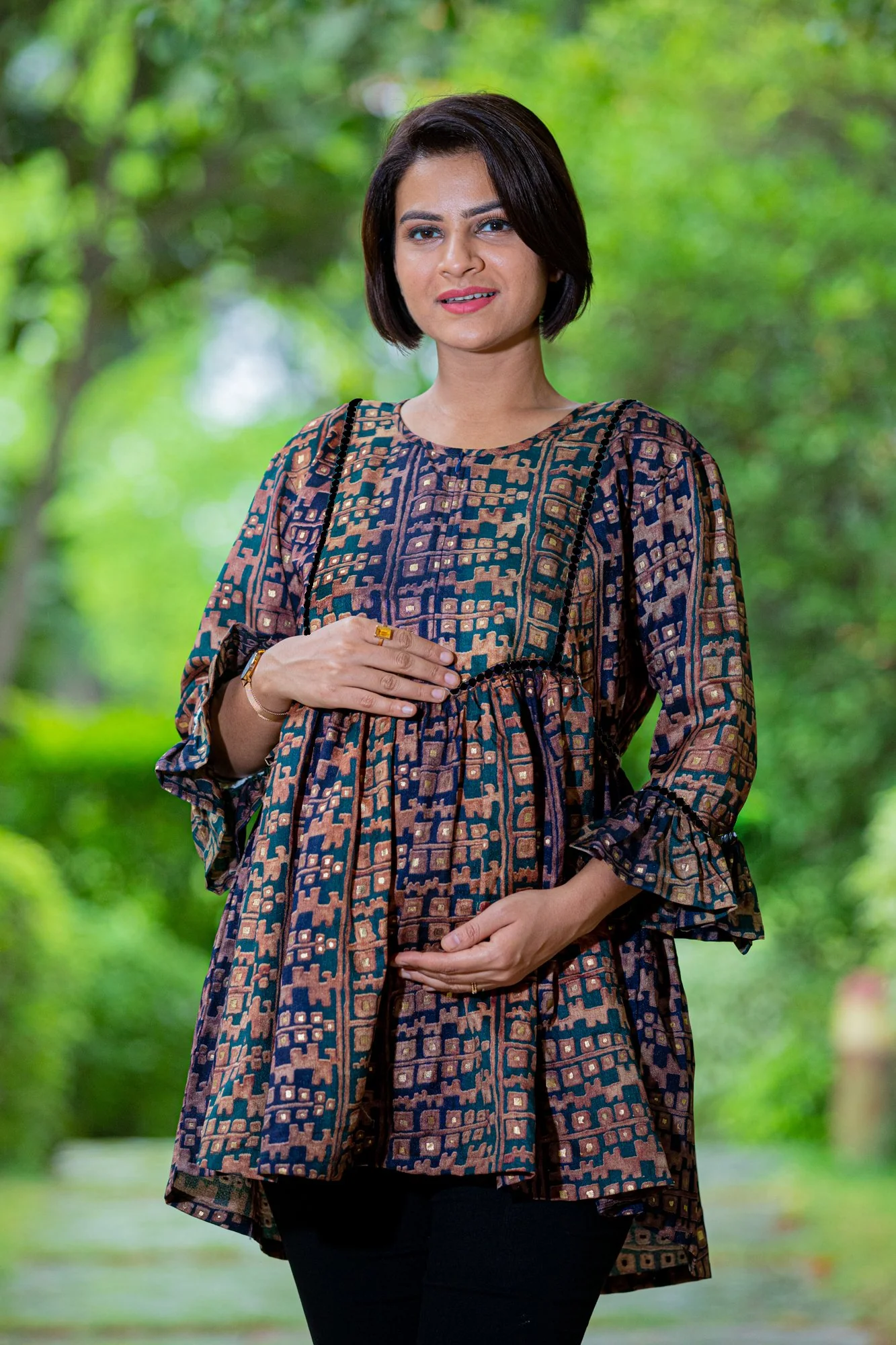 Bronze Maternity & Nursing Silk Top - Chenance
