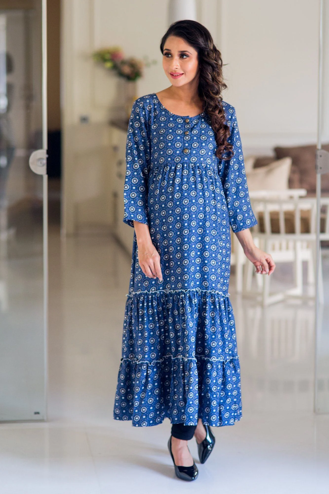 Moonlight Layered Long Maternity and Nursing Kurta Dress - Chenance
