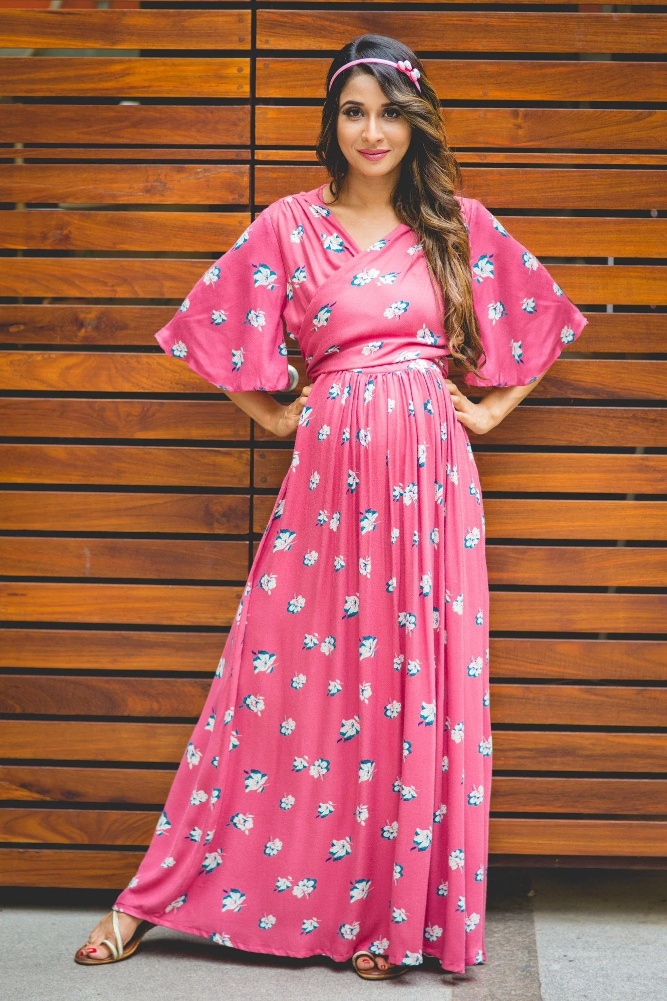 Pink Glow Lilly Maternity & Nursing Wrap Dress - Chenance