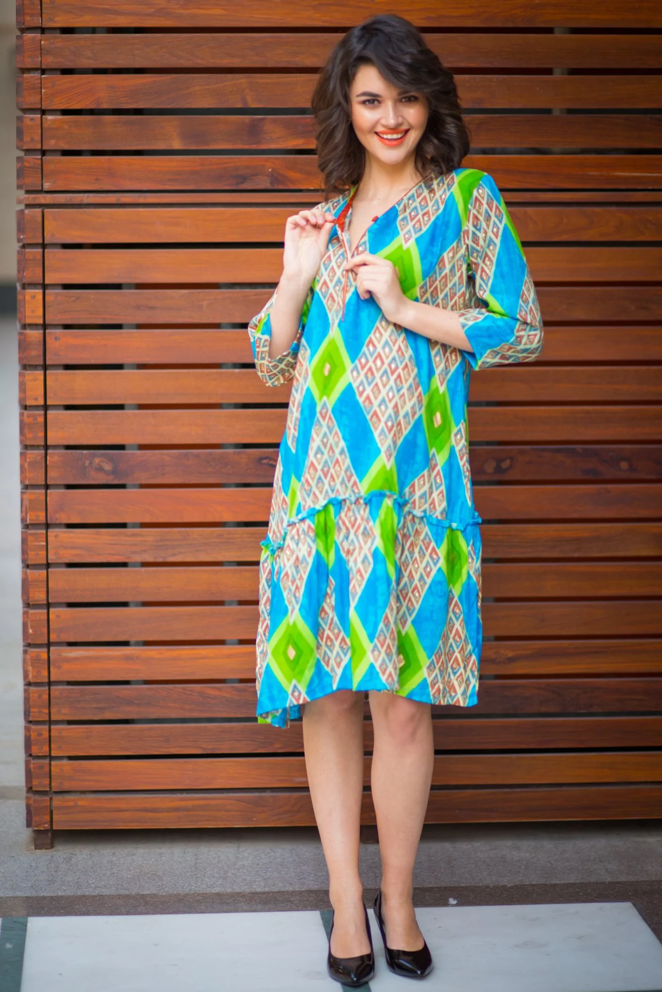 Aquamarine Diamond Maternity & Nursing Dress - Chenance