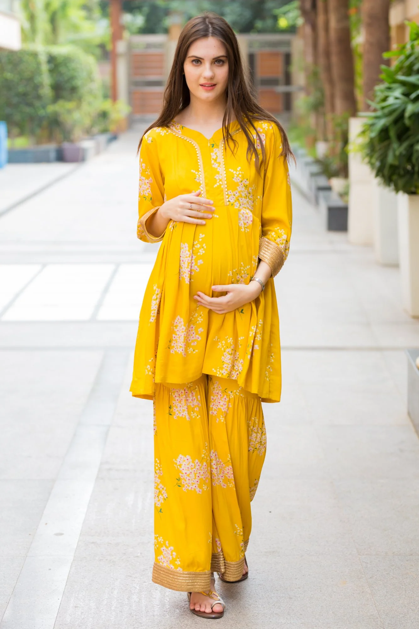 Premium Floral Maternity & Nursing Suit Set With Dupatta (3 pc) - Chenance