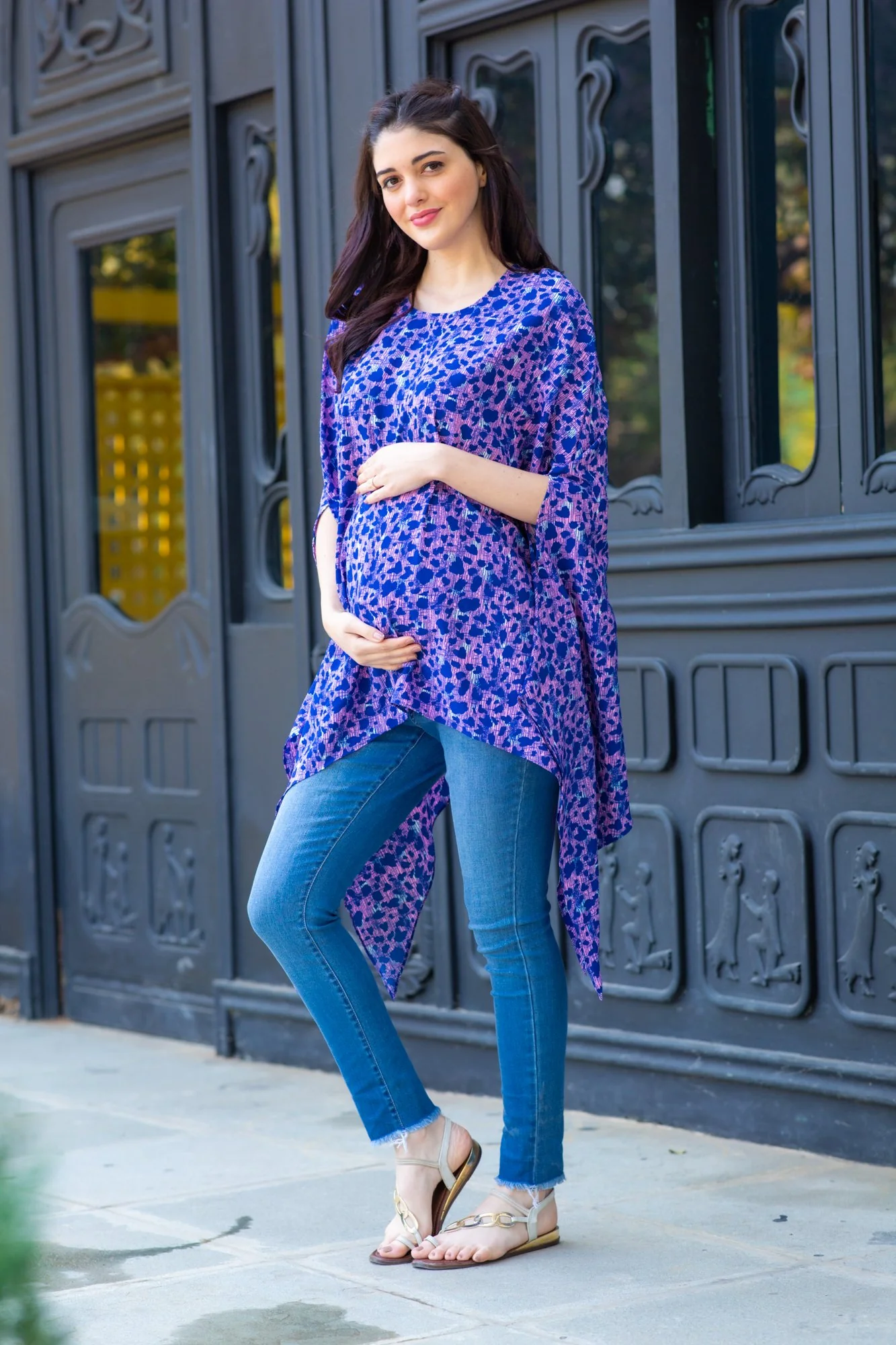 Ocean Blue Maternity Poncho Top - Chenance