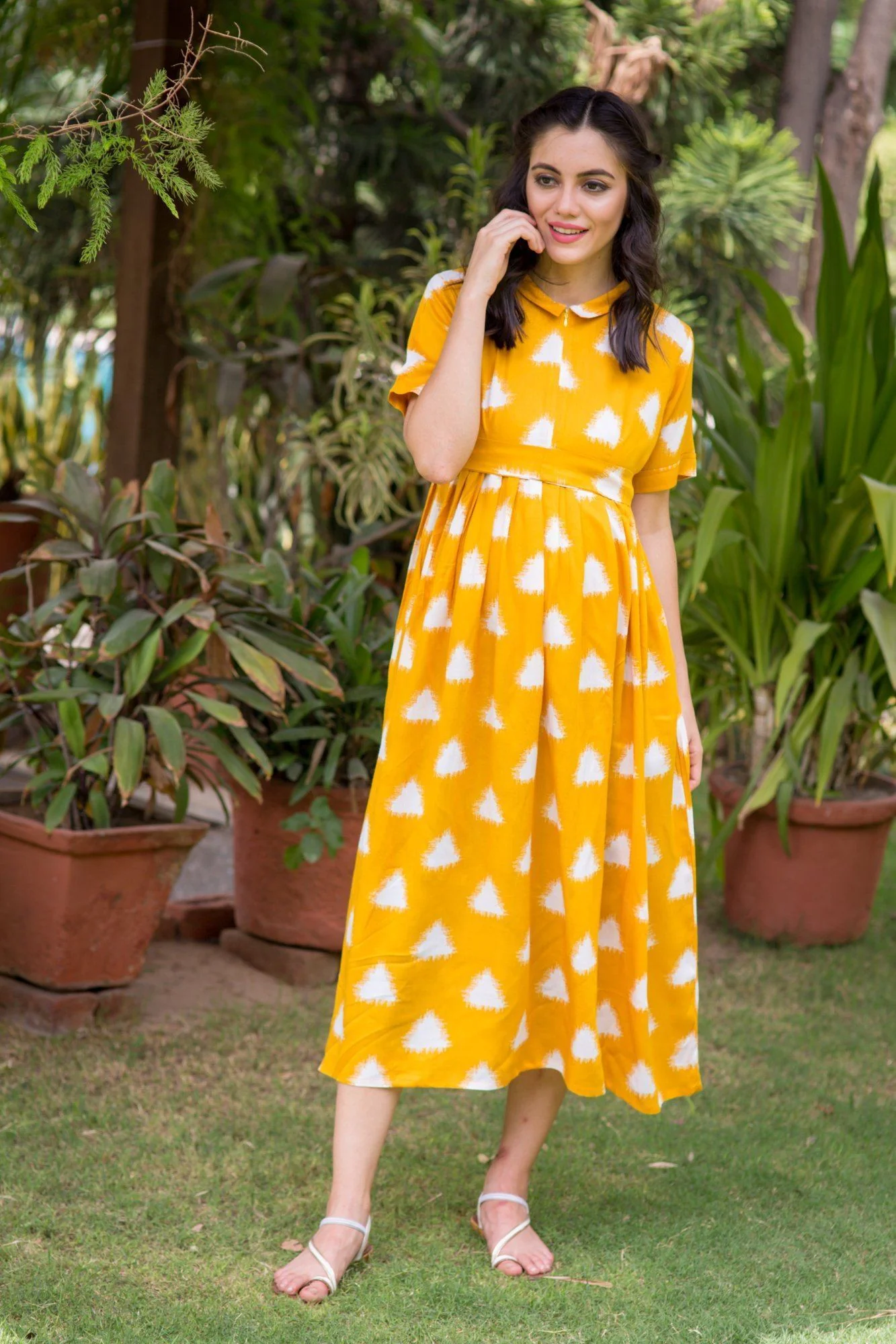 Canary Triangle Maternity & Nursing Dress - Chenance