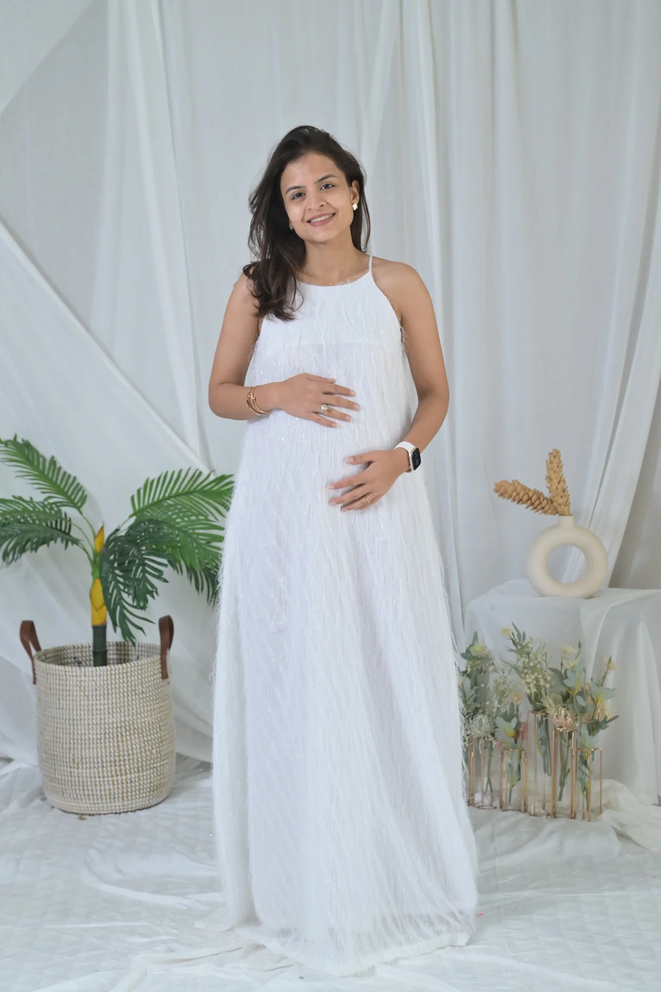 Luxe Frosted White Maternity Gown - Chenance