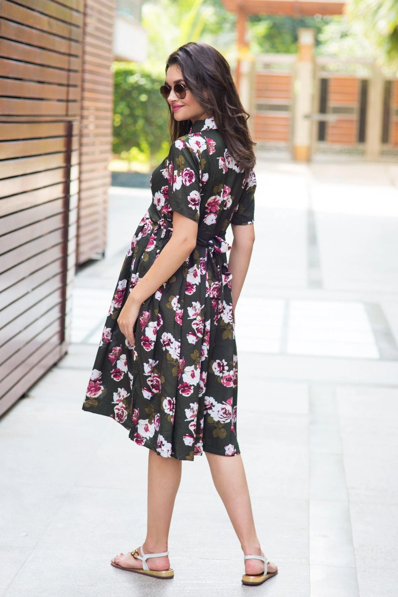 Fern Floral Green Maternity & Nursing Dress - Chenance