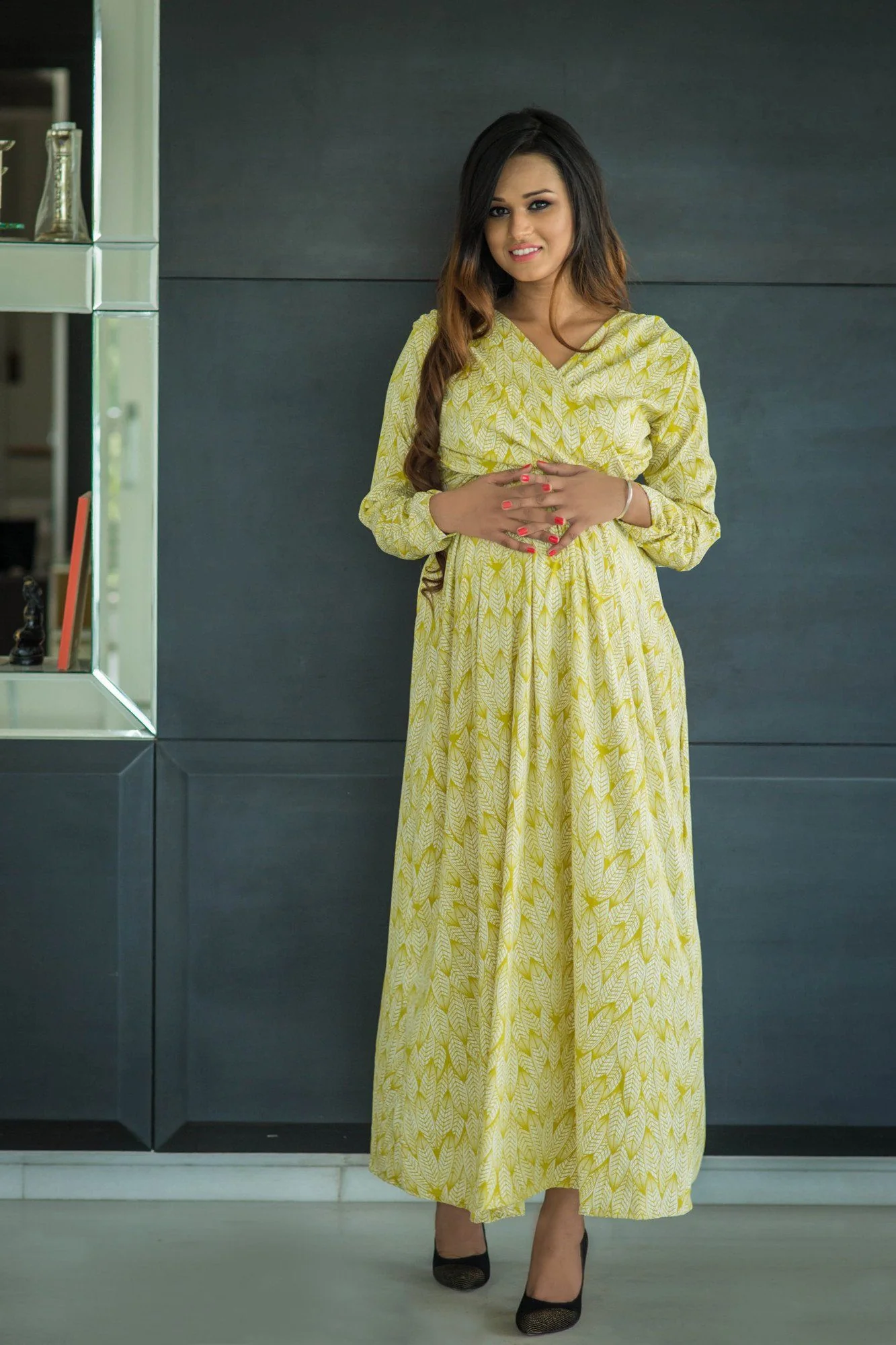 Lemon Print Maternity & Nursing Dress - Chenance