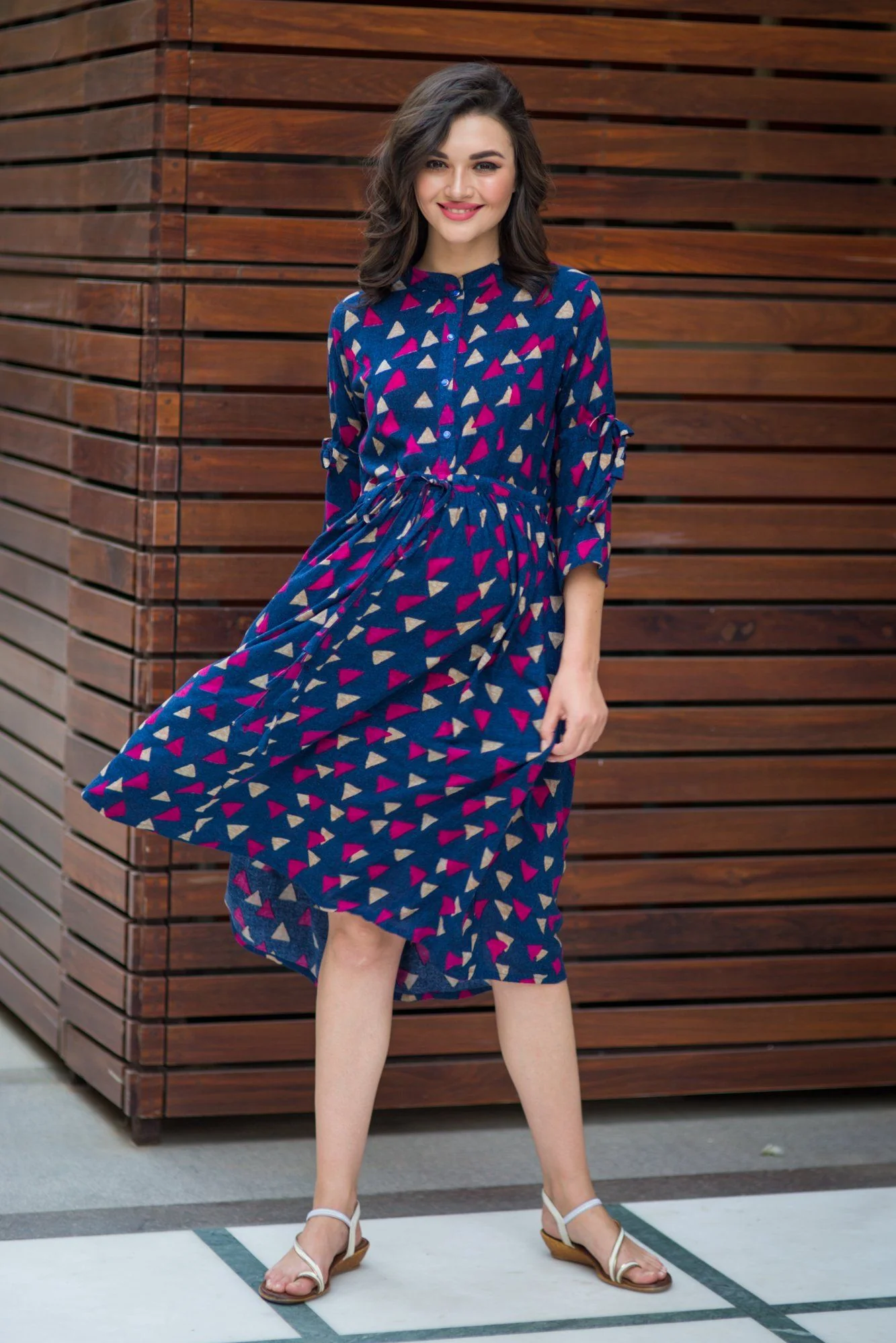 Playful Triangle Tie Maternity & Nursing Kurta Dress - Chenance
