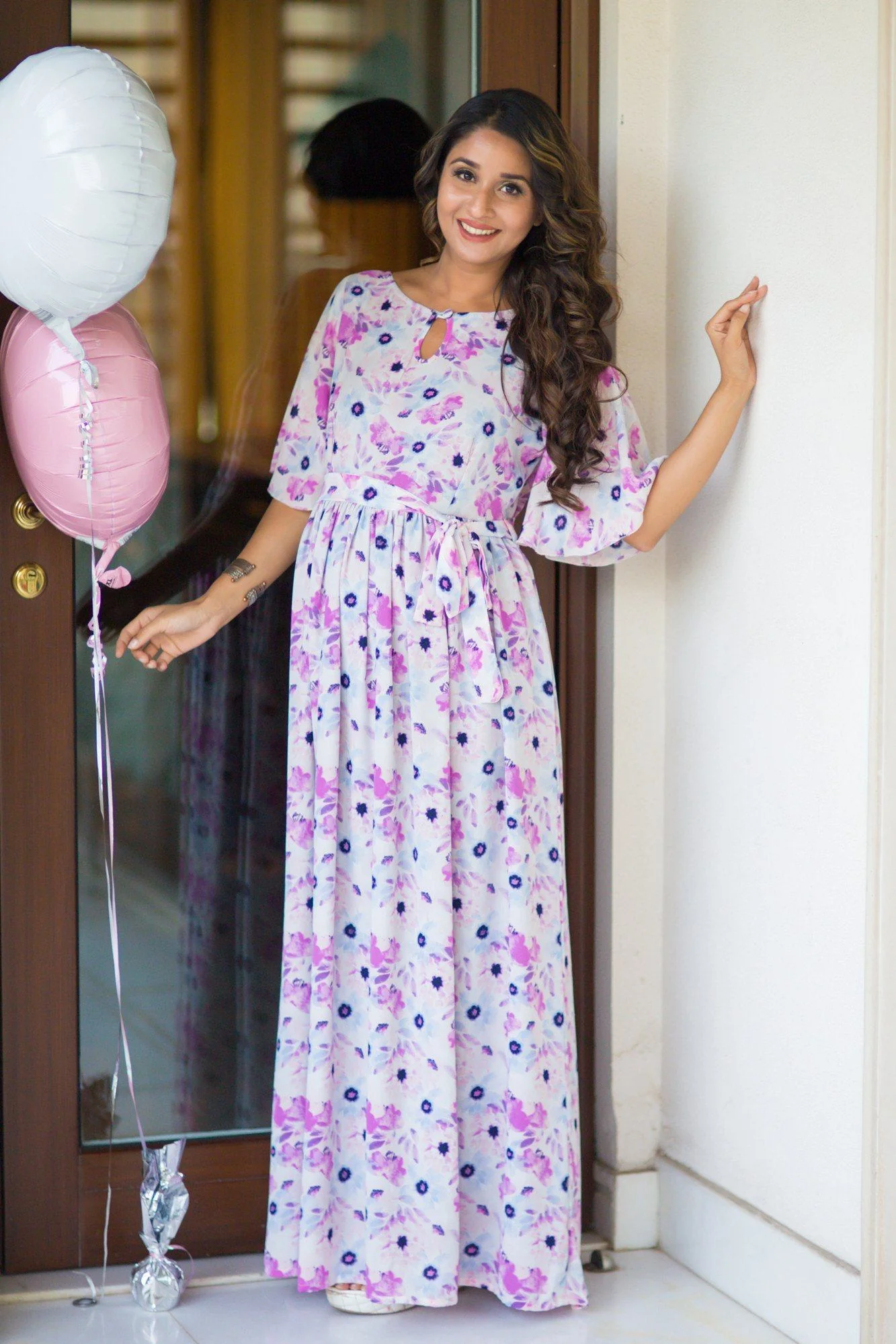 Spring Floral Luxe Maternity Maxi Dress - Chenance