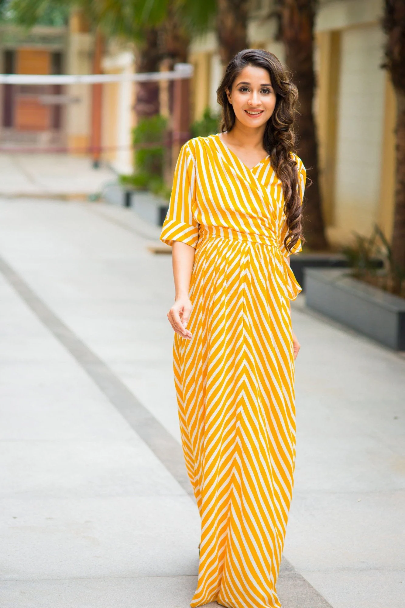 Tuscany Sun Striped Maternity & Nursing Wrap Dress - Chenance