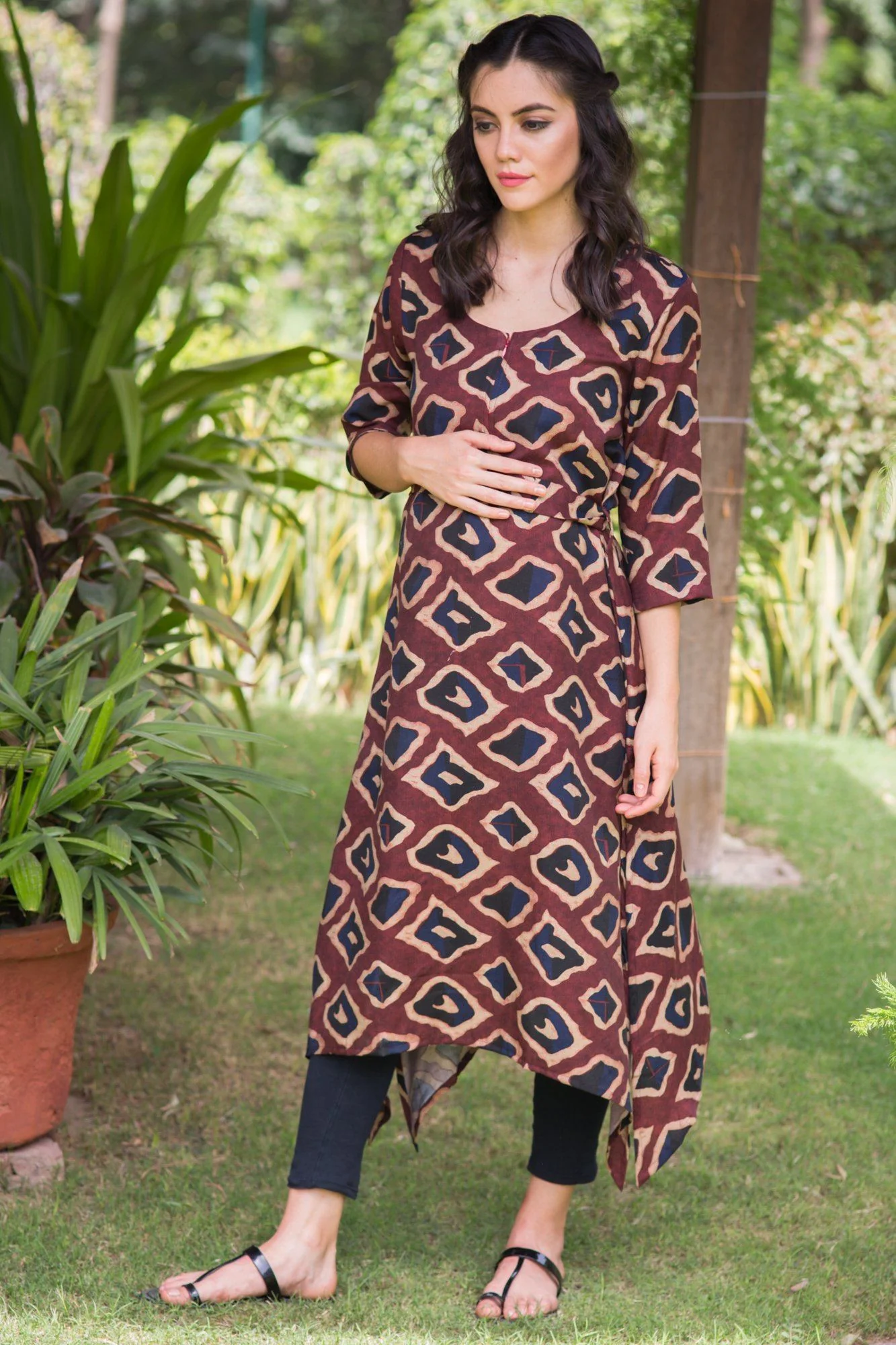 Earthy Geo Maternity & Nursing Kurta - Chenance
