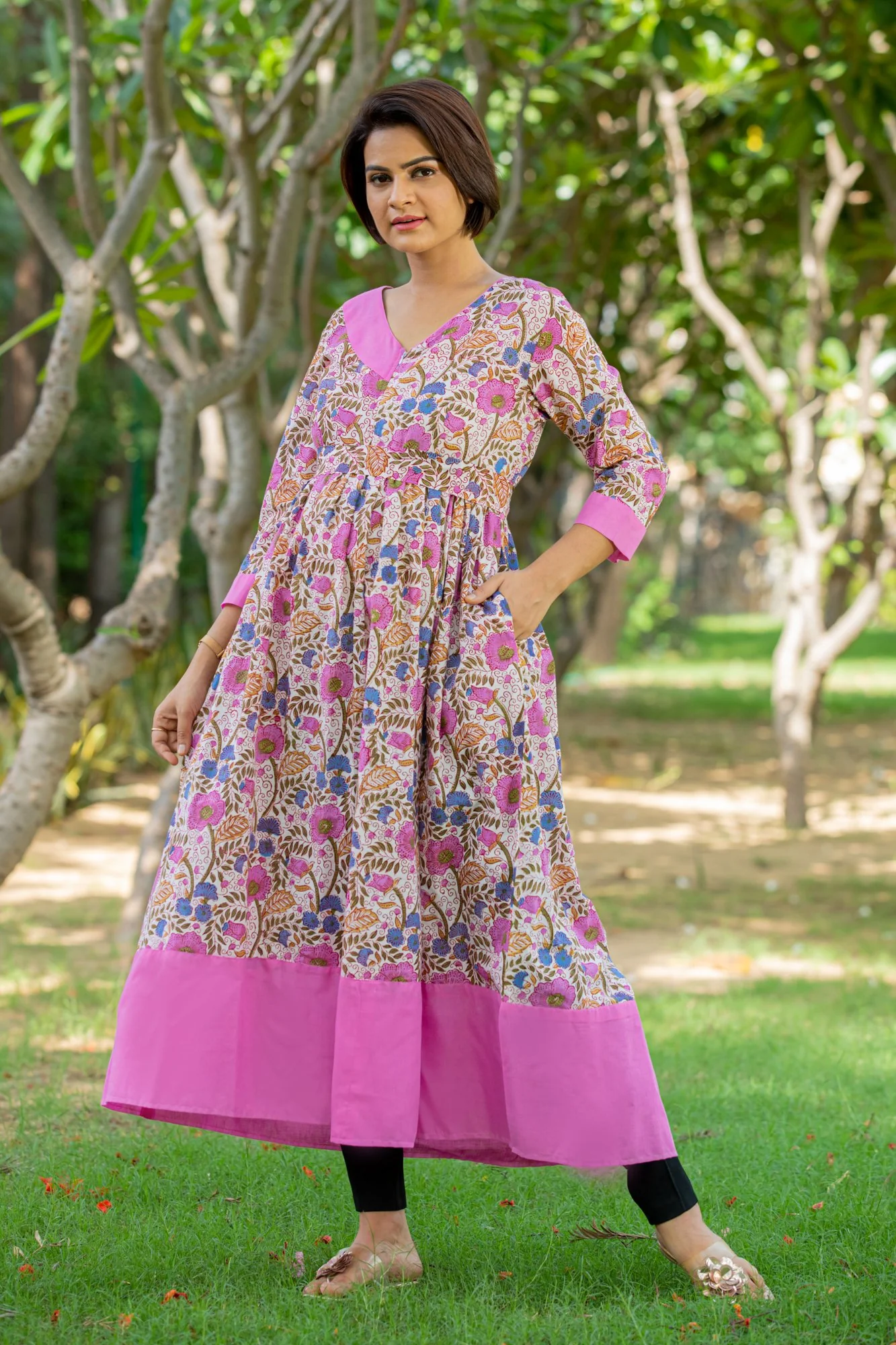 Pink Bloom Maternity & Nursing Kurta - Chenance