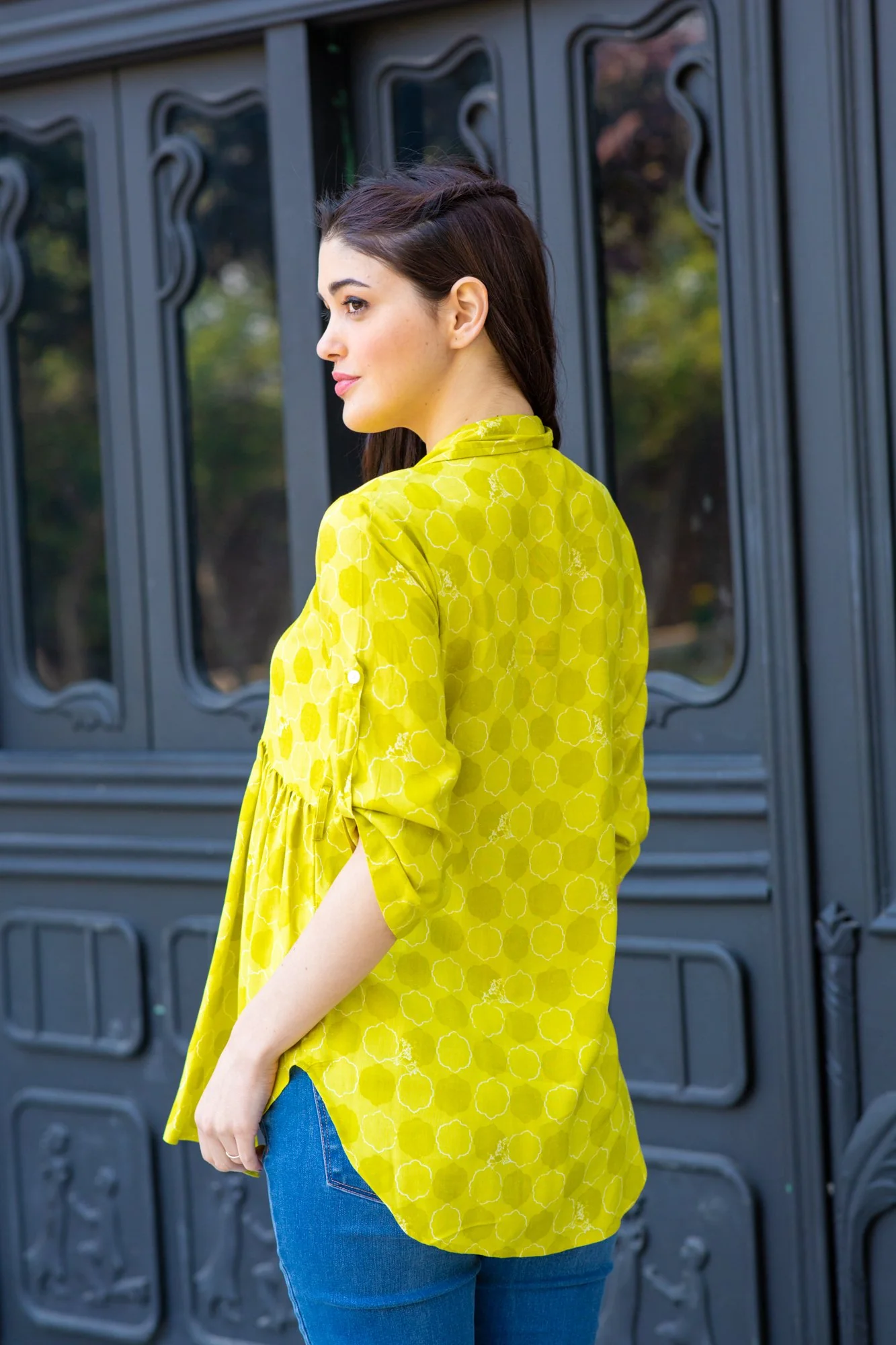 Lime Peppy Maternity and Nursing Top - Chenance