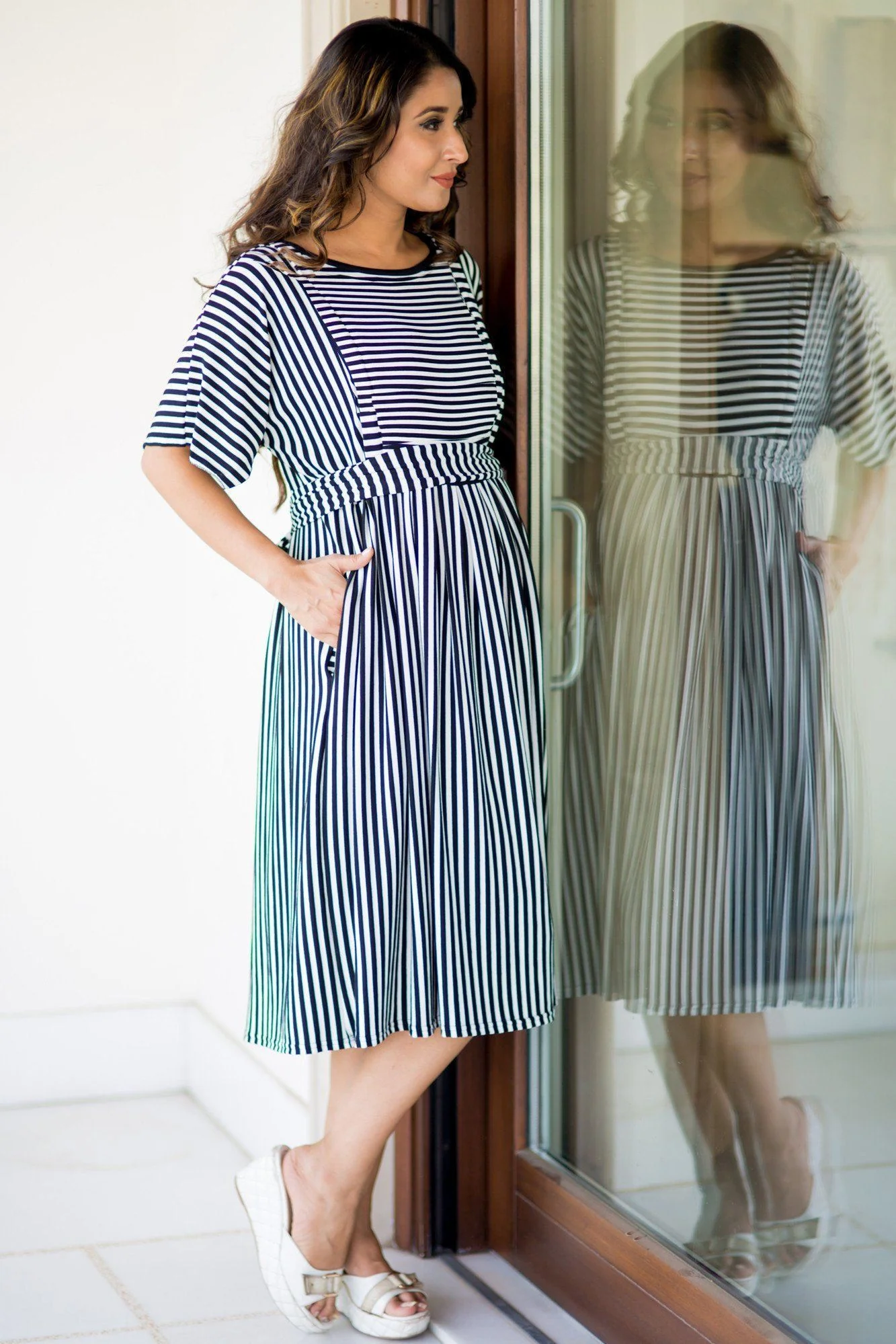 Nautical Striped Maternity and Nursing Tunic - Chenance